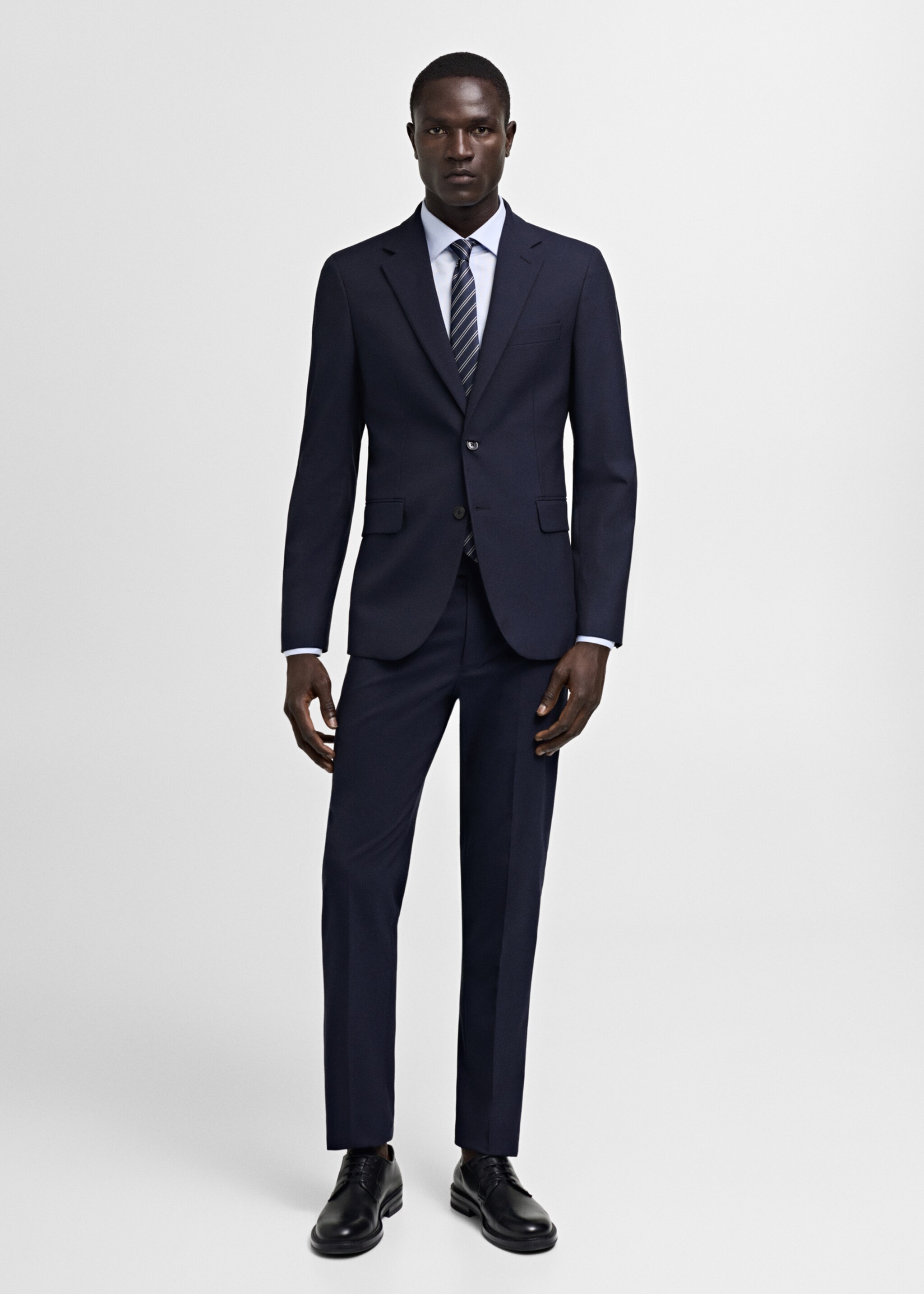 Stretch-fabric slim-fit suit trousers - General plane, Dark Navy. Ref: 77000573-00.