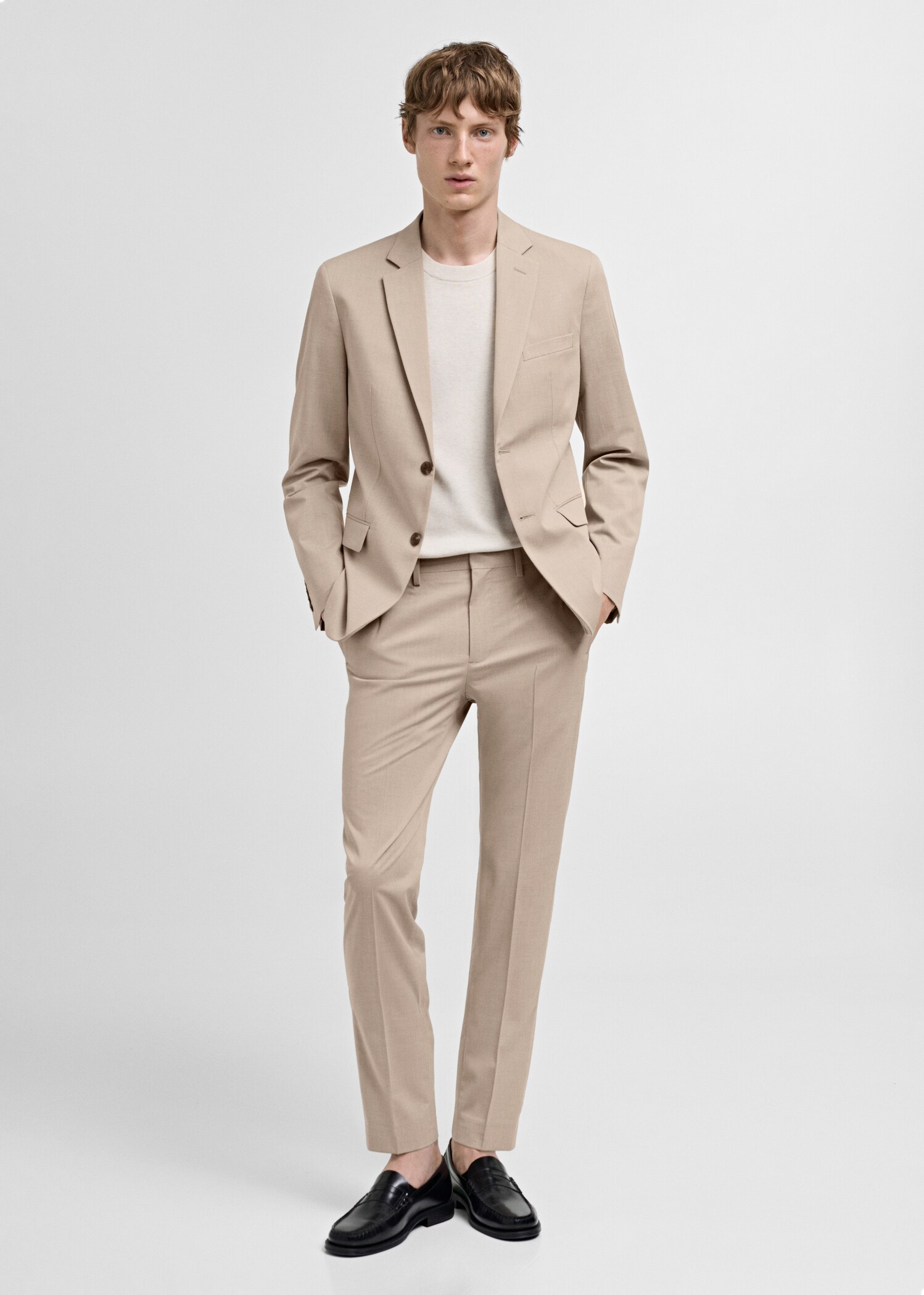 Stretch fabric super slim-fit suit trousers - General plane