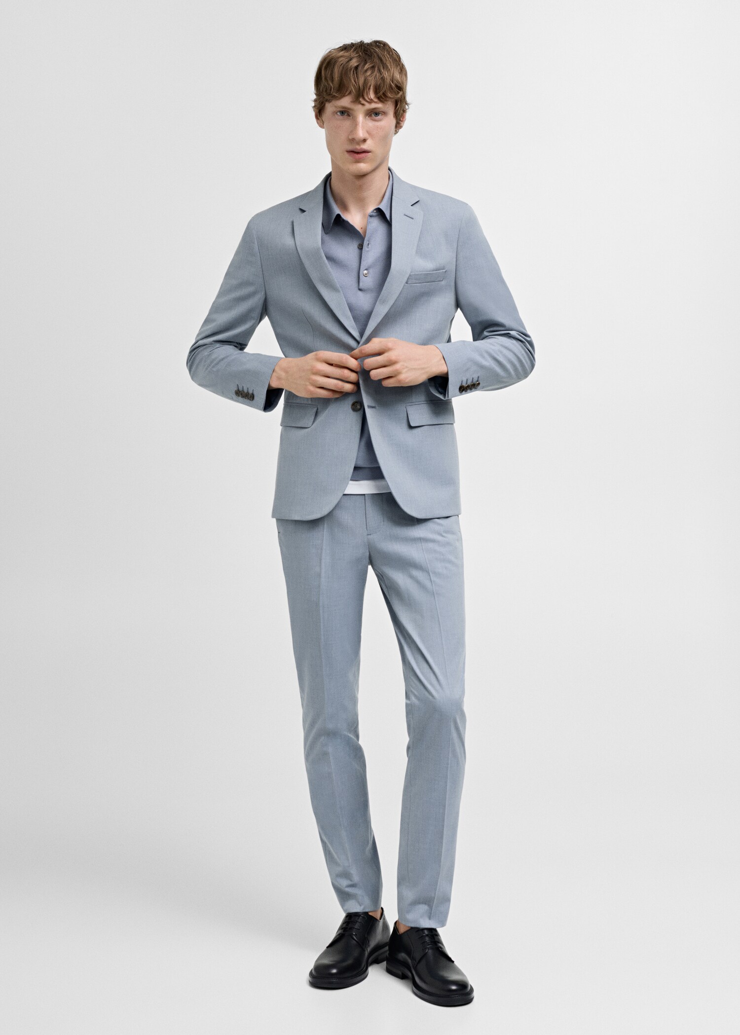 Stretch fabric super slim-fit suit trousers - General plane