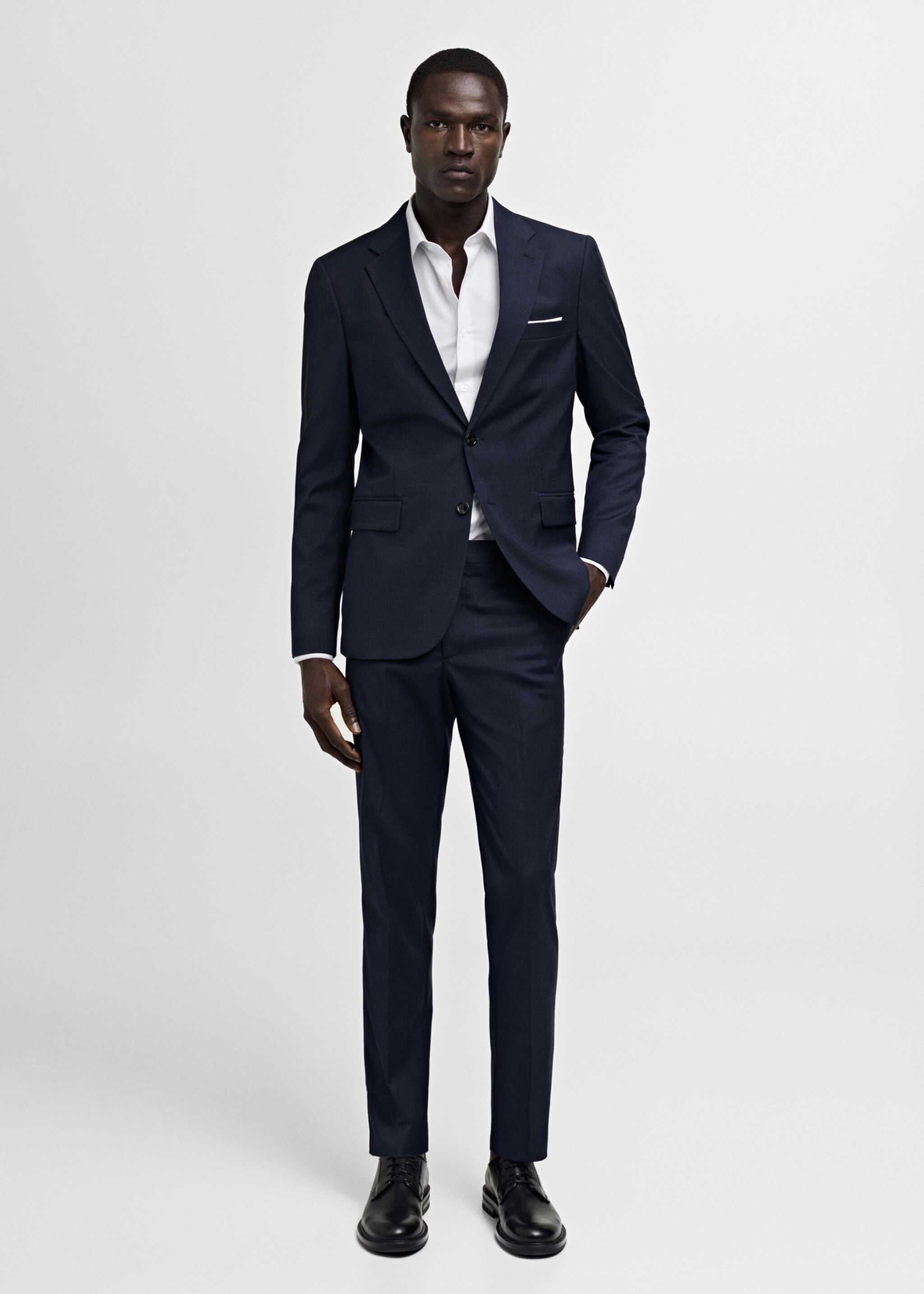 Milan slim-fit suit trousers - General plane, Dark Navy. Ref: 77000587-00.