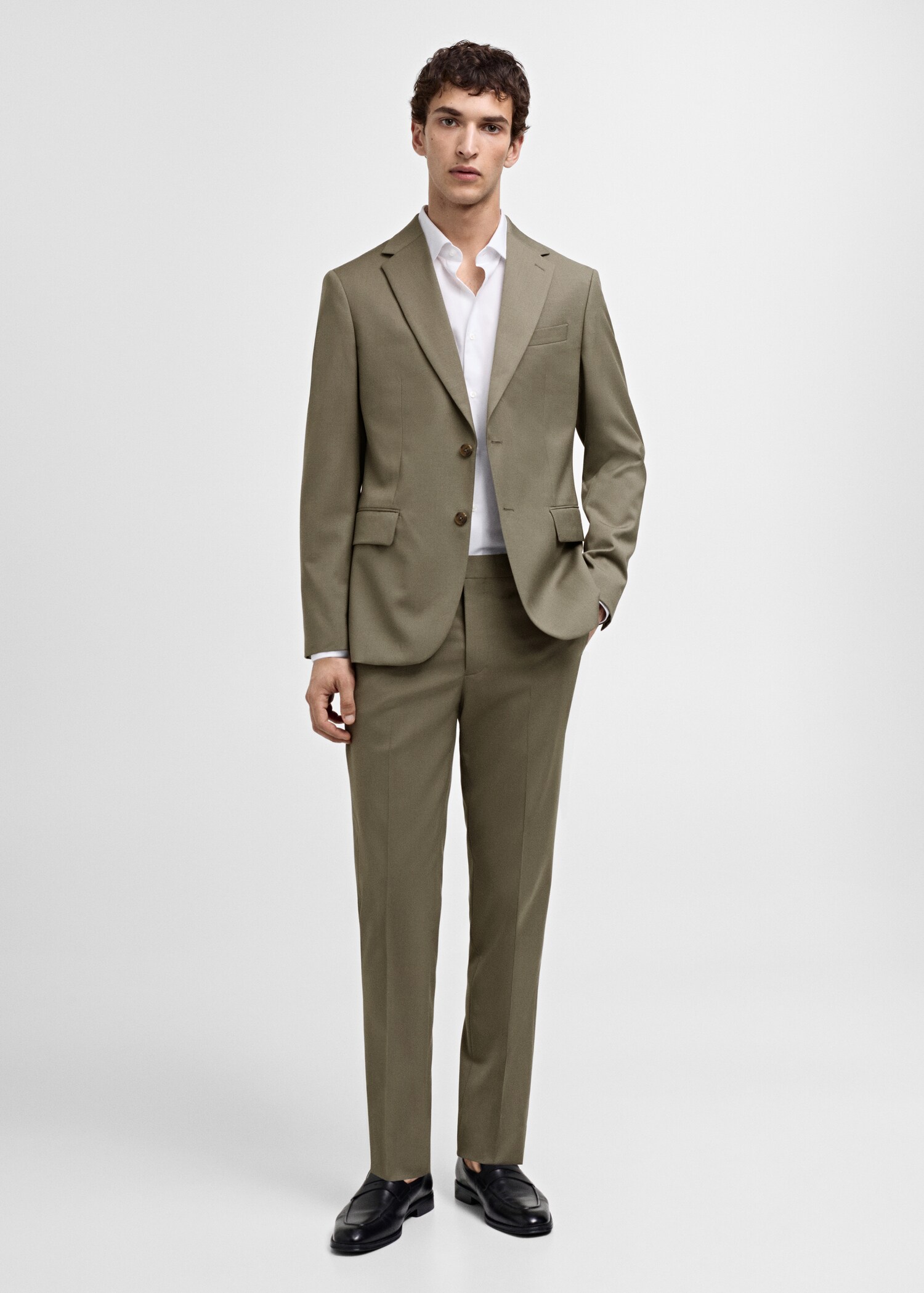 100% virgin wool slim-fit suit trousers - General plane