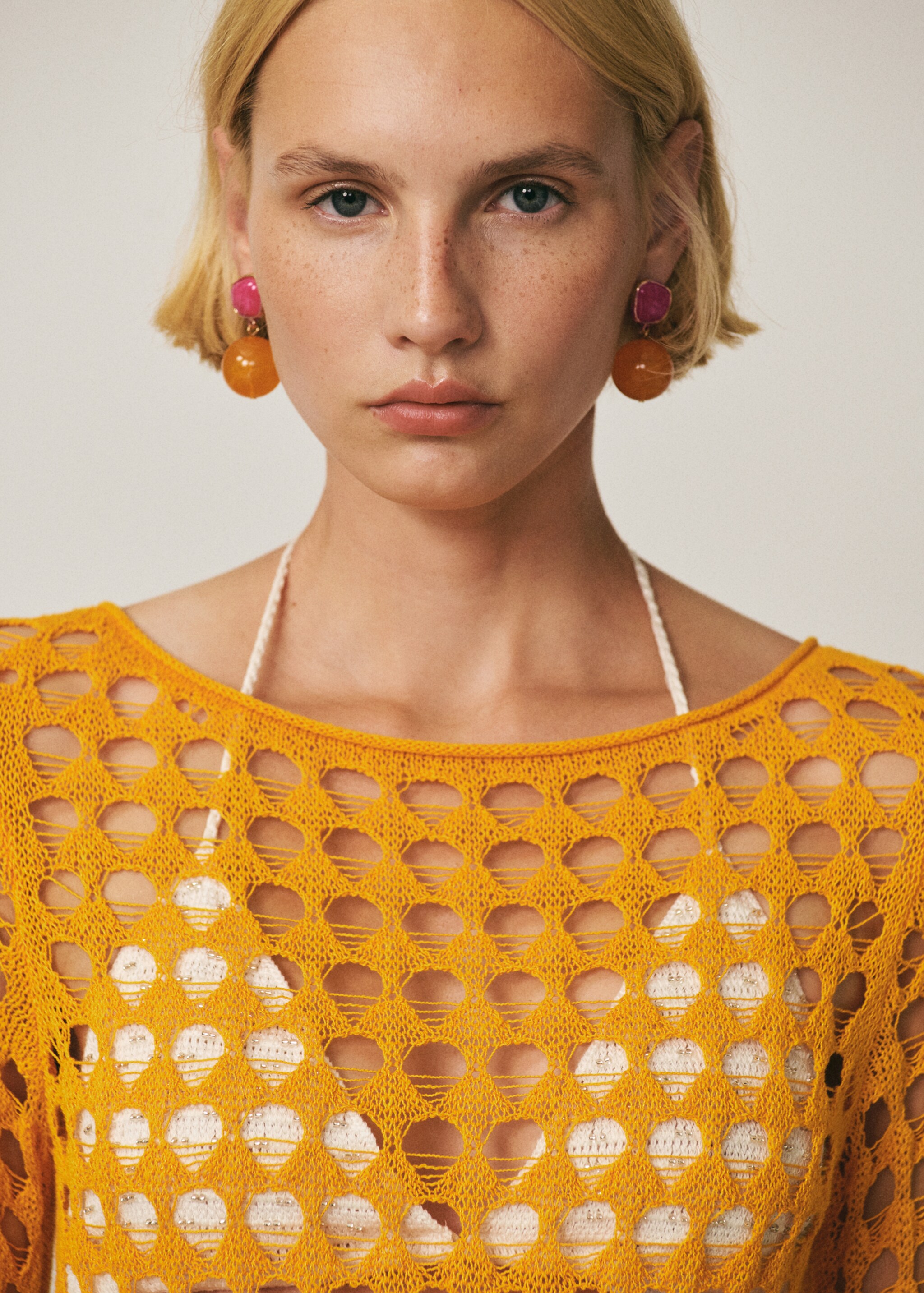 Beaded drop earrings - General plane, Fuchsia. Ref: 77000608-00.