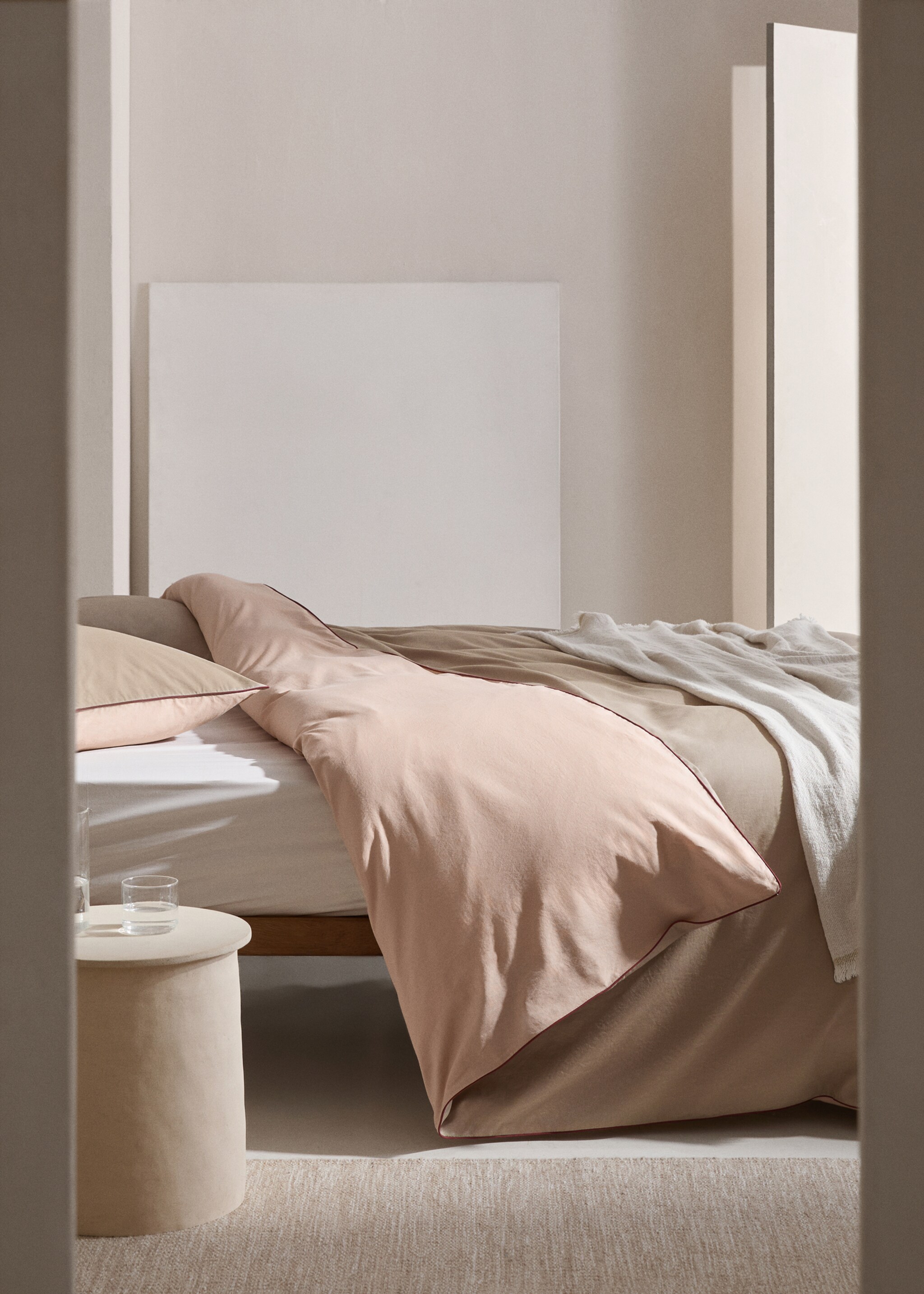 Wendbarer zweifarbiger Bettbezug für 135 cm Bett - Allgemeine Ansicht, Rosa. Ref: 77000626-00.