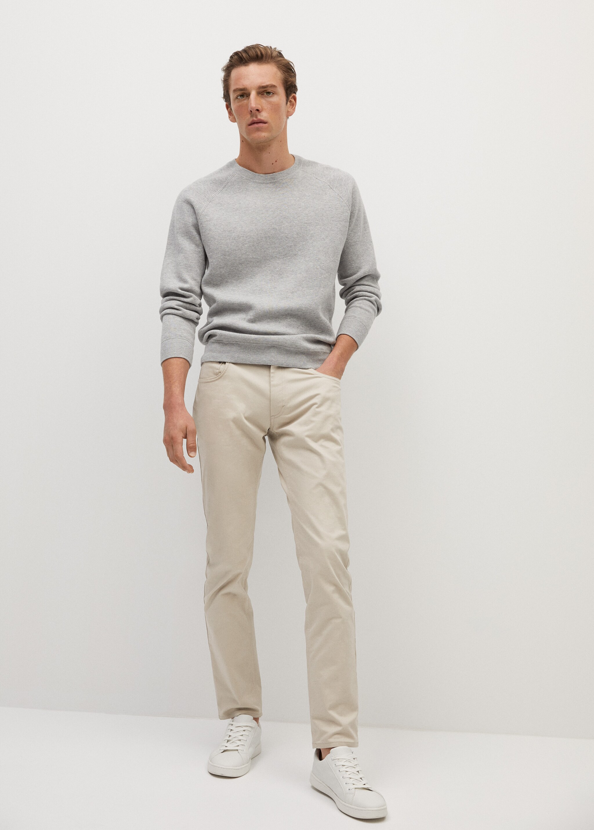 Slim fit denim-effect serge pants - General plane