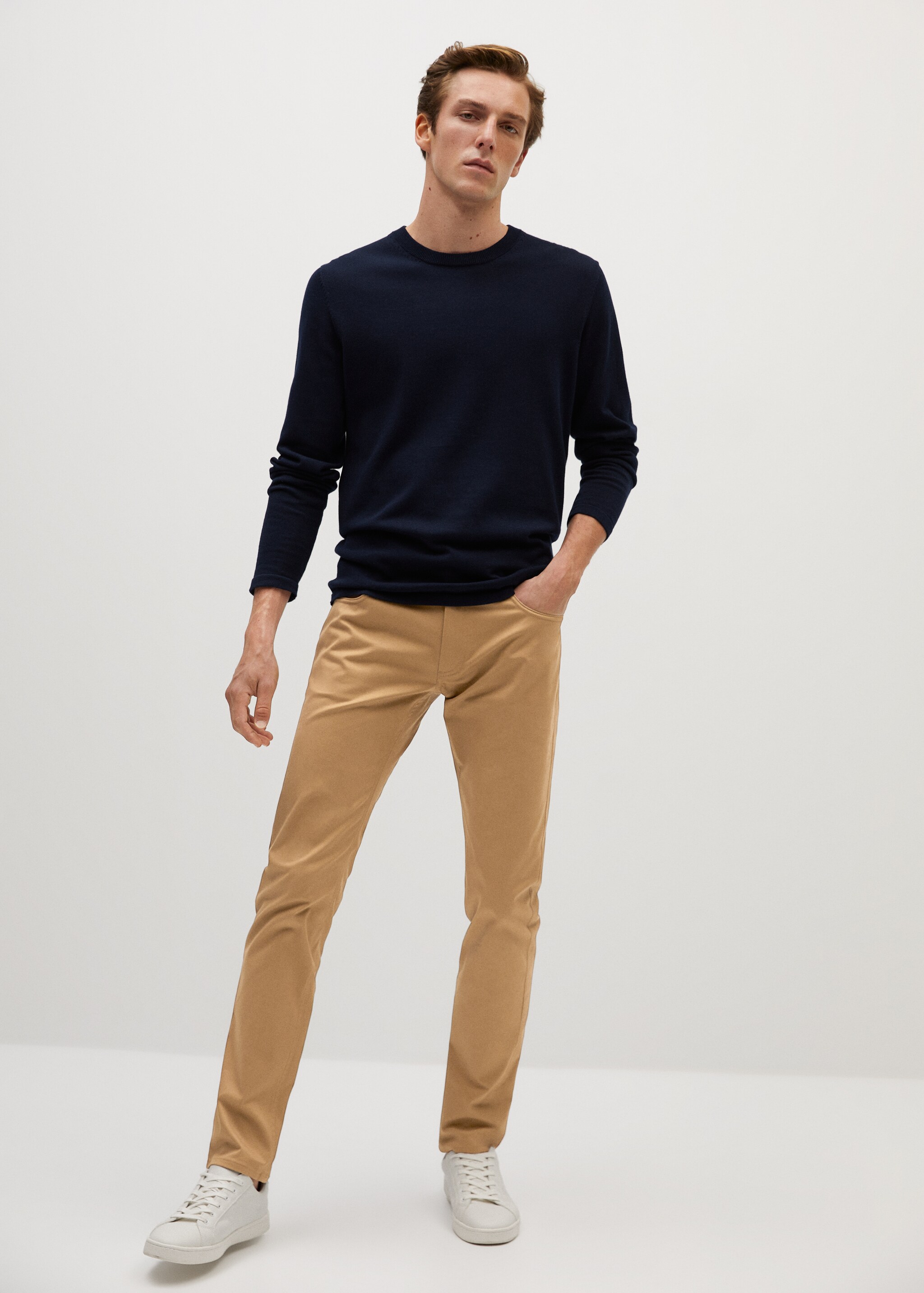 Slim fit denim-effect serge pants - General plane