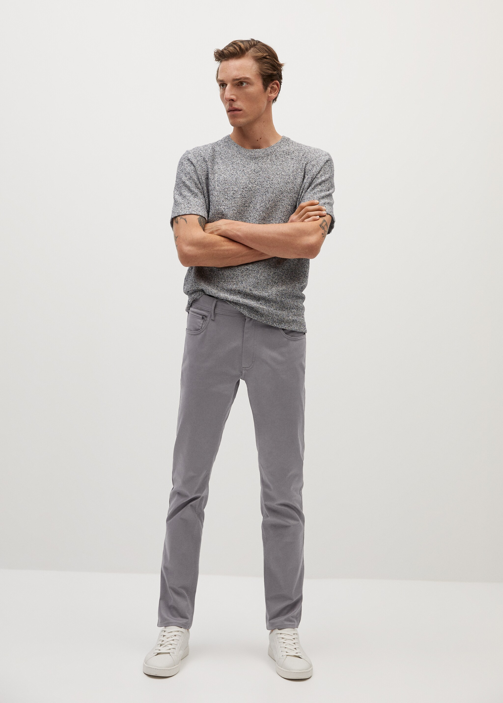 Slim fit denim-effect serge pants - General plane
