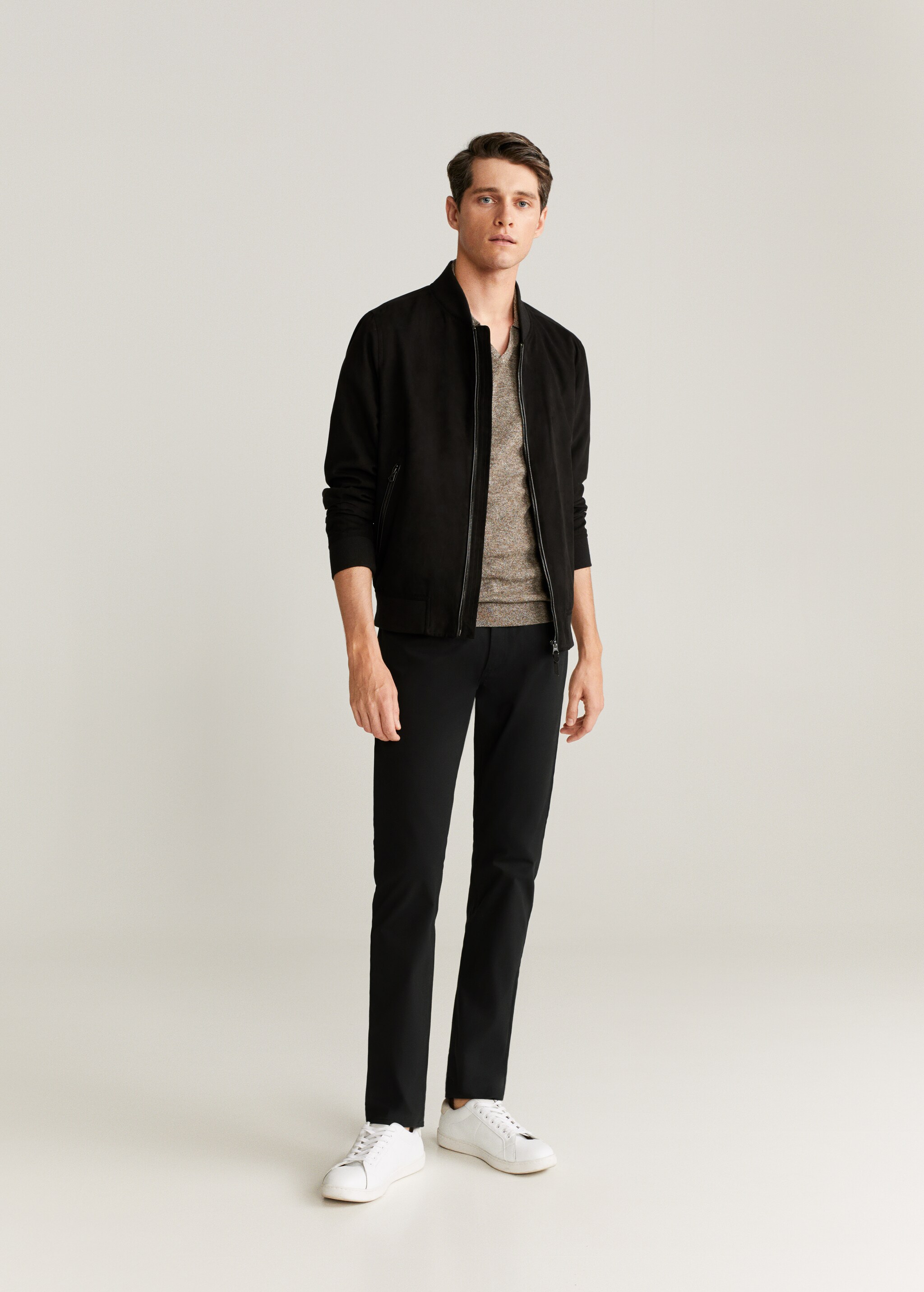 Slim fit denim-effect serge pants - General plane