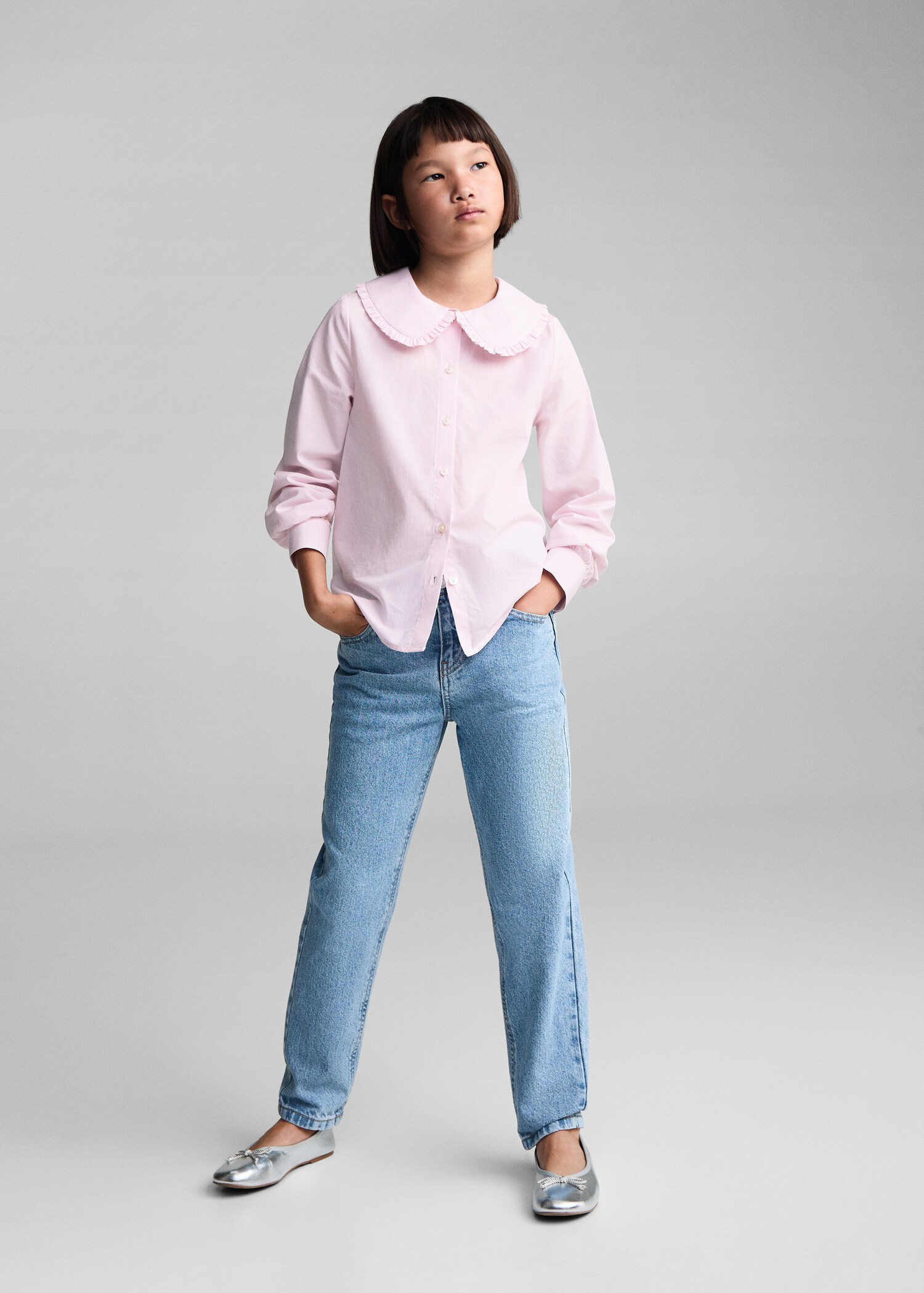 Baby-collar openwork shirt - General plane