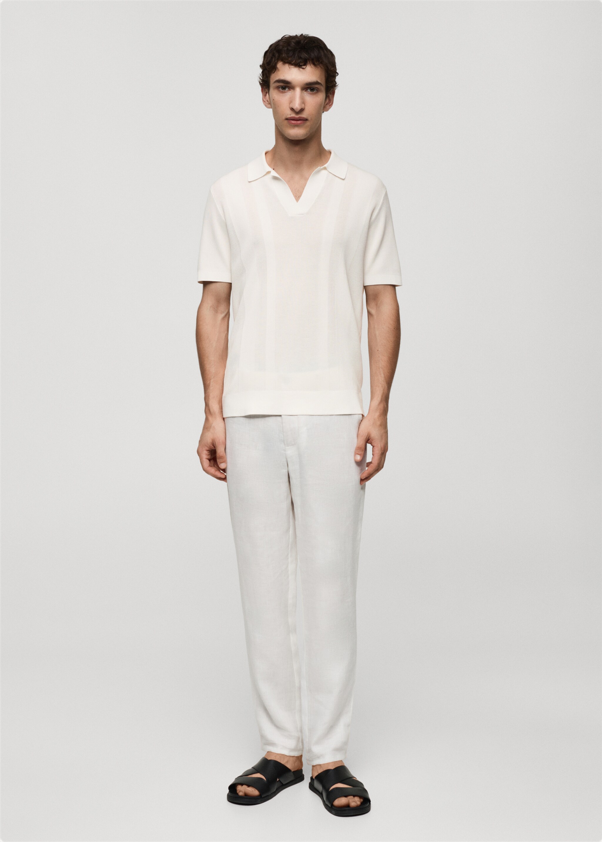 Ribbed knit polo shirt - General plane