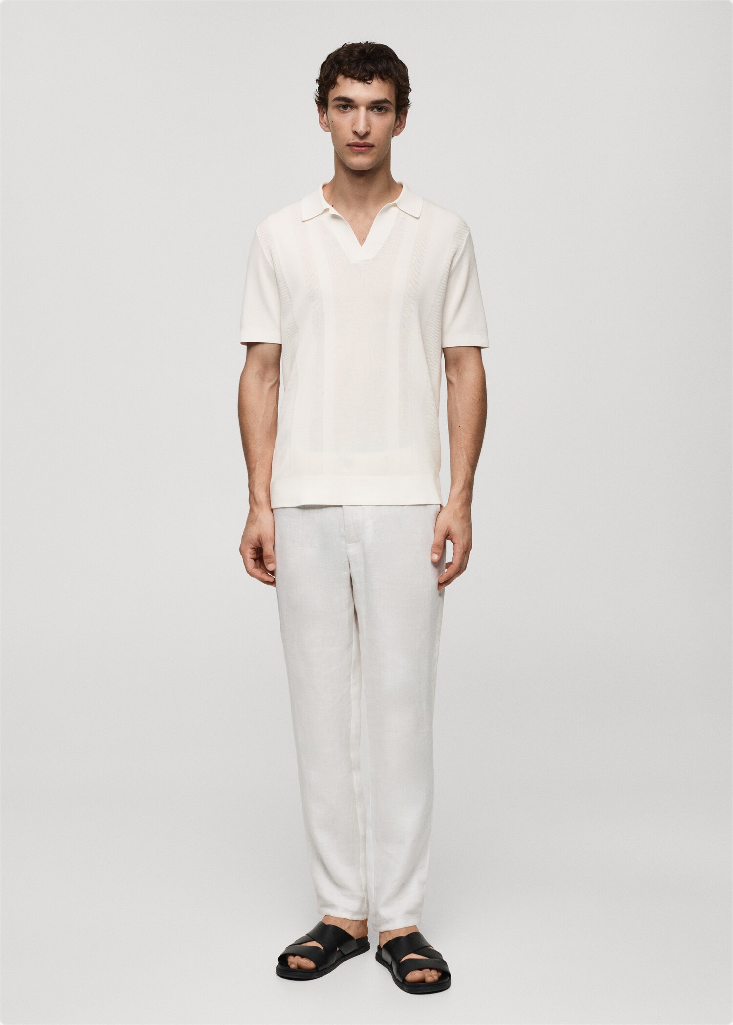 Ribbed knit polo shirt - General plane