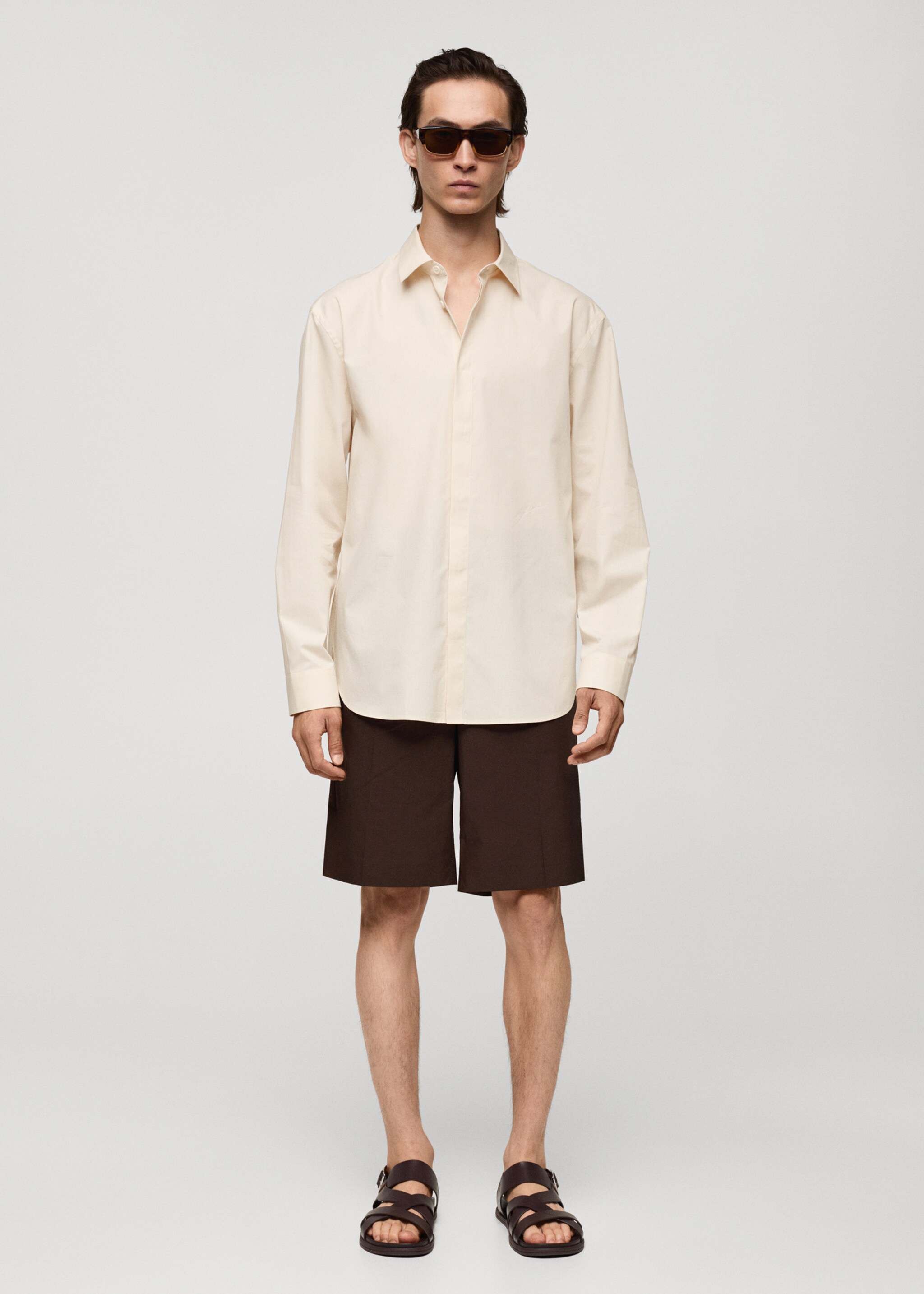 Chemise regular-fit 100 % coton - Plan général, Écru. Ref: 77002541-00.