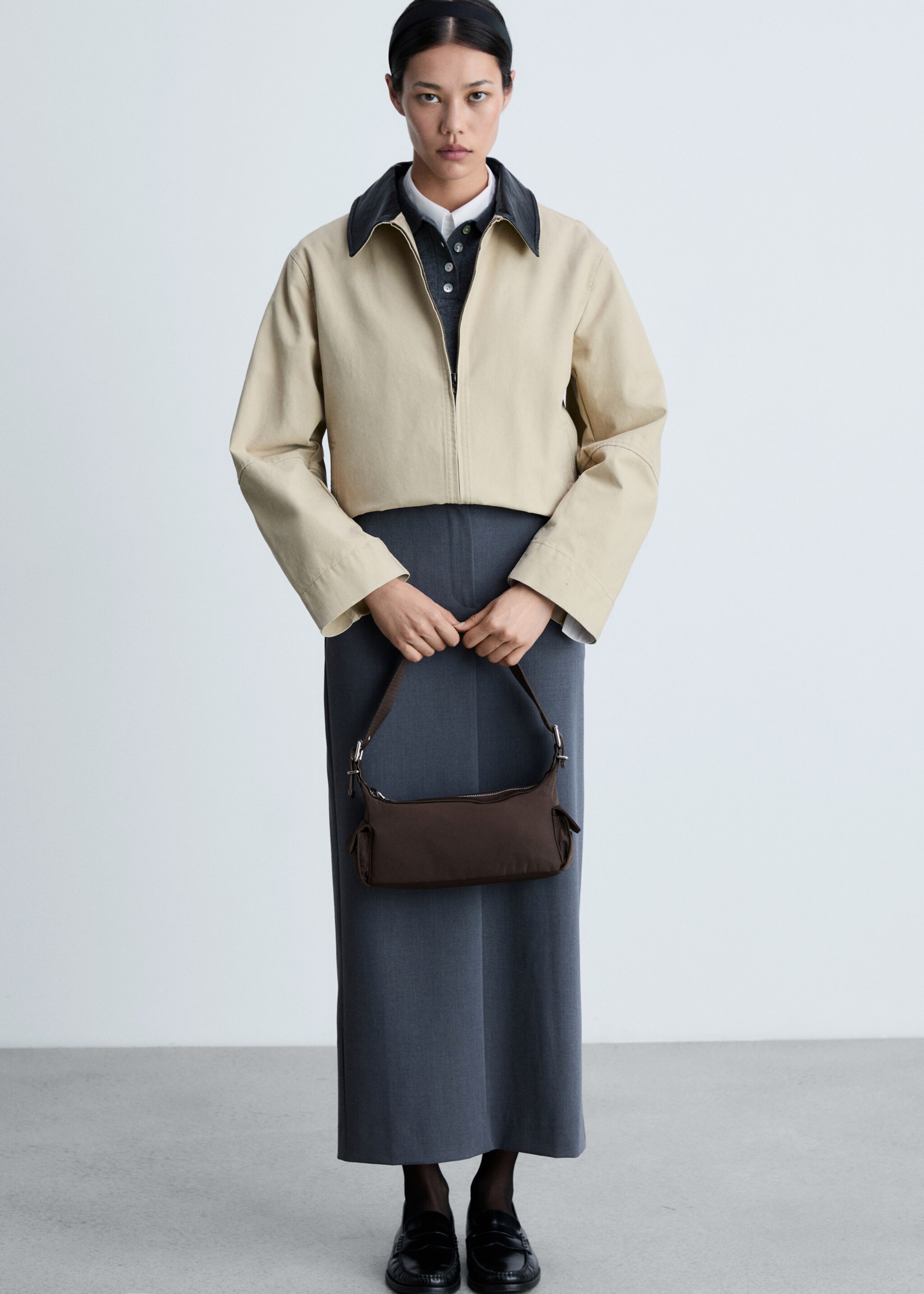 Nylon-Tasche mit Cargotaschen - Allgemeine Ansicht, Schokolade. Ref: 77004023-00.