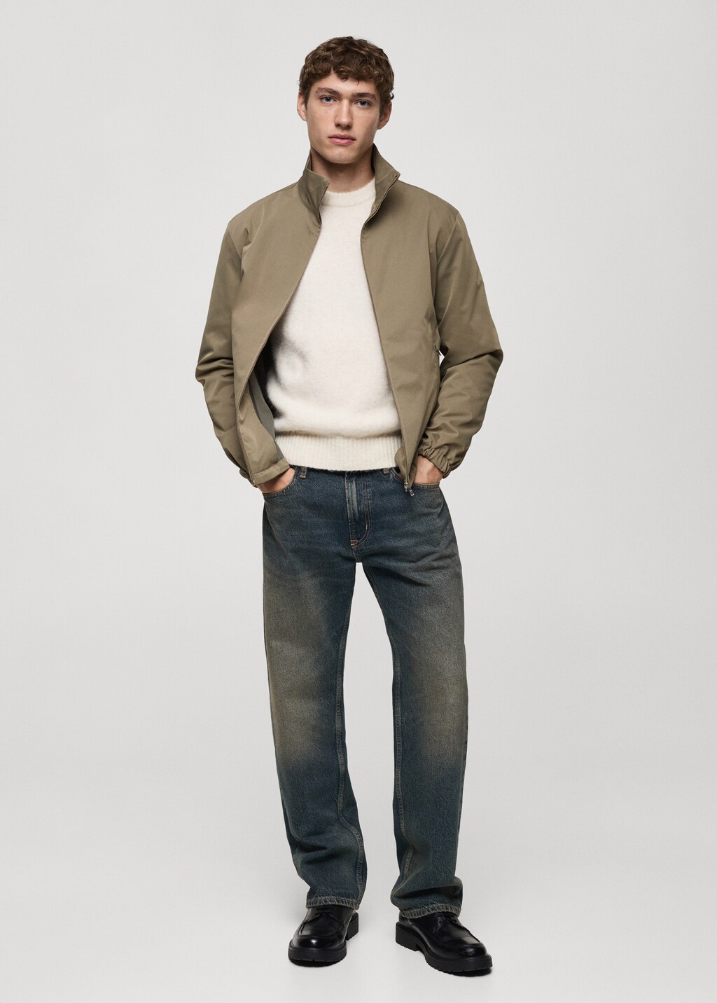 Water-repellent jacket with zip - Men | MANGO OUTLET USA