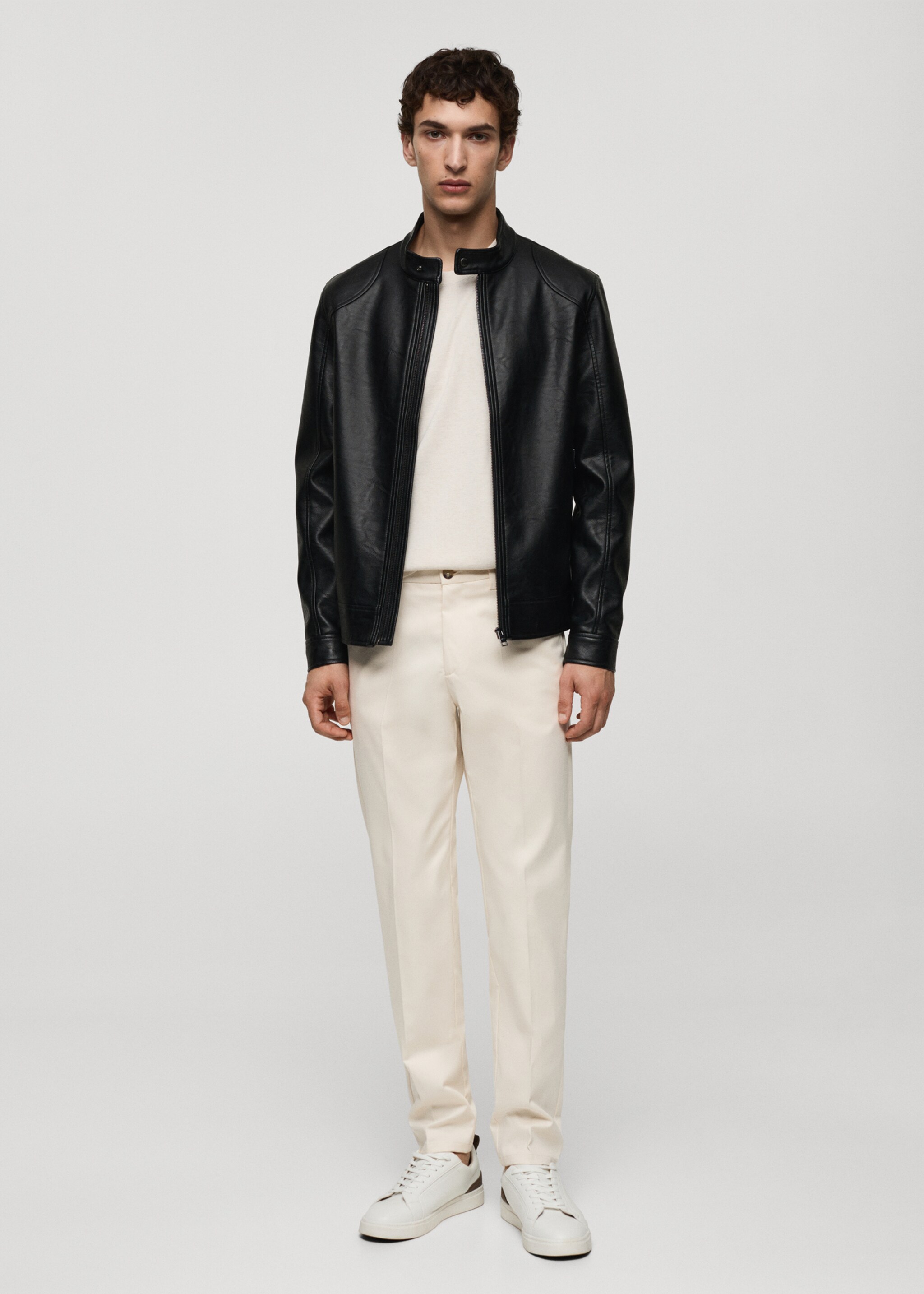 Zip-up leather-effect jacket - General plane, Black. Ref: 77004442-00.