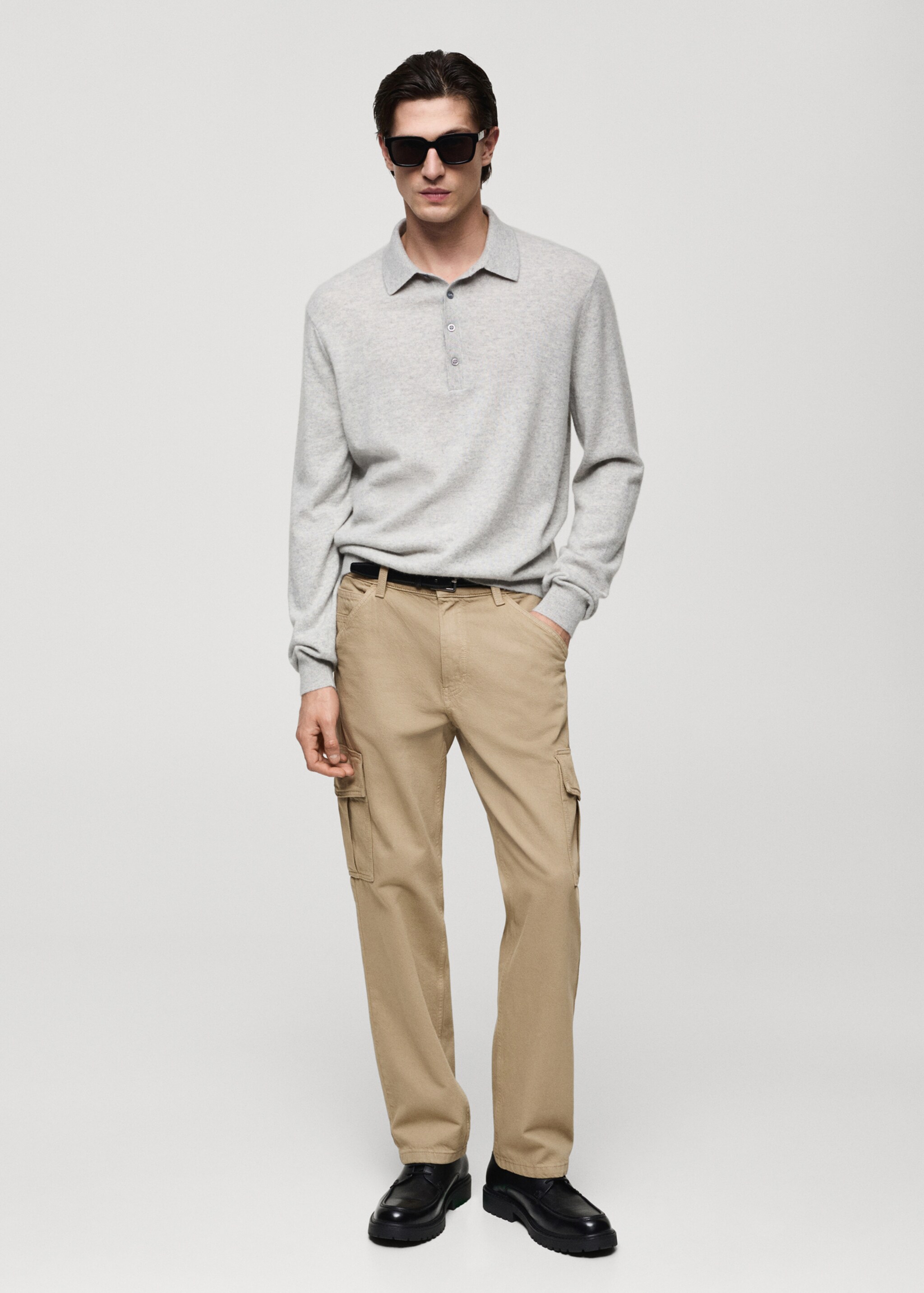 Straight-fit cargo jeans - General plane, Khaki. Ref: 77004446-00.