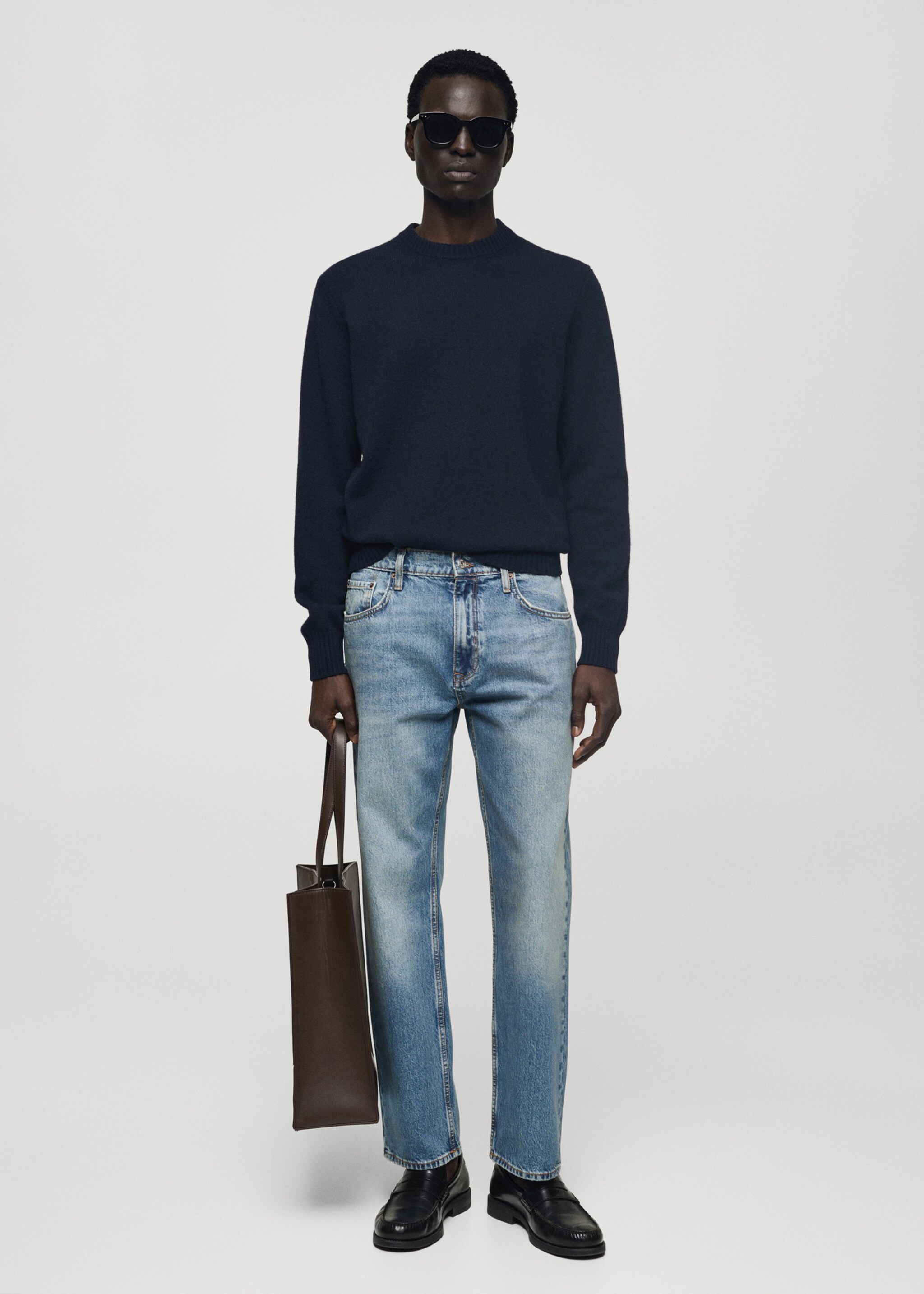 Jeans straight fit ljus tvätt revor - Allmän bild