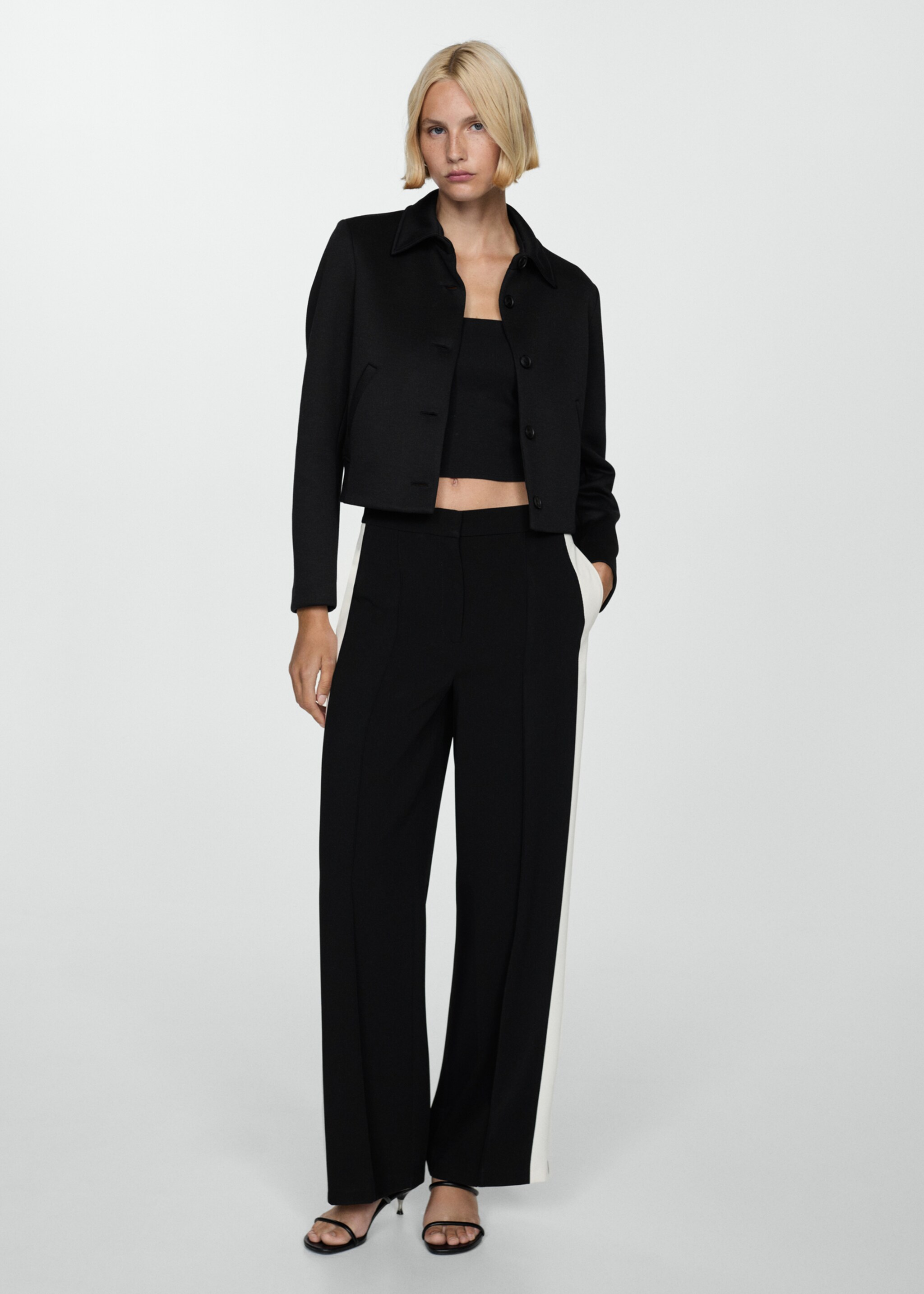 Striped trousers with contrasting sides - General plane, Black. Ref: 77004797-00.