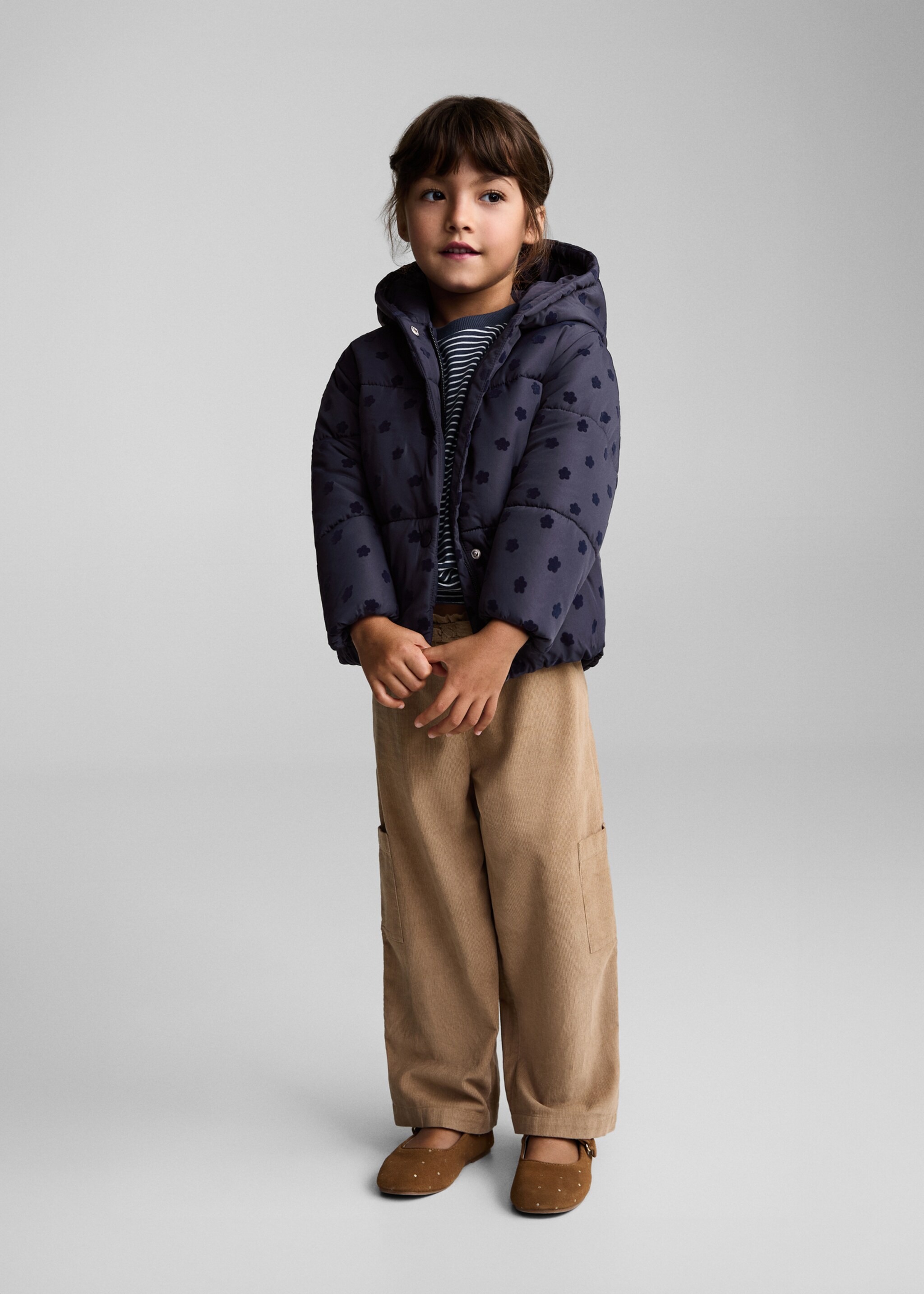 Flowers print quilted anorak - General plane, Dark Navy. Ref: 77005151-00.