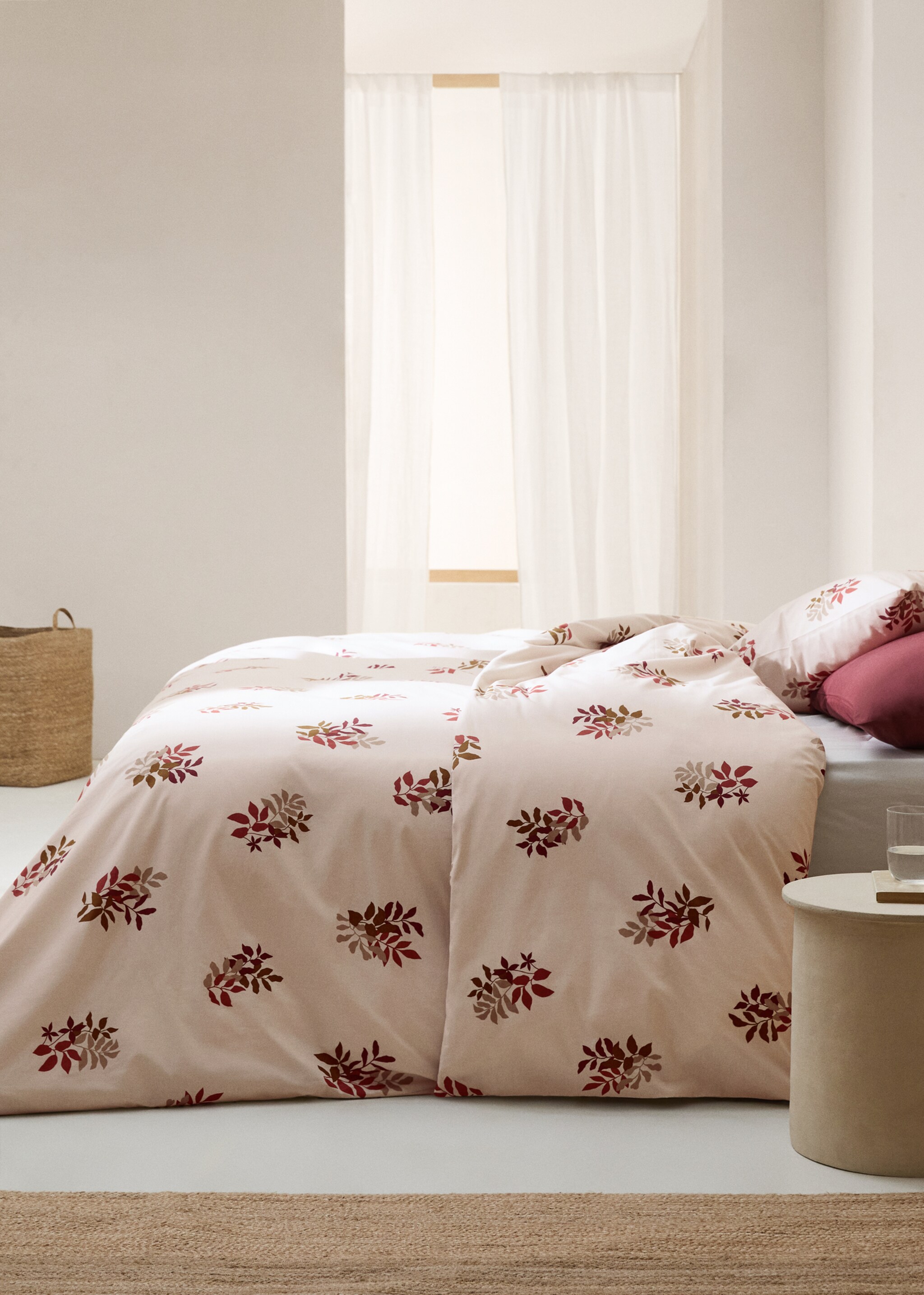 Housse de couette 100 % coton motif floral lit 90 cm - Plan général, Marron moyen. Ref: 77005641-00.