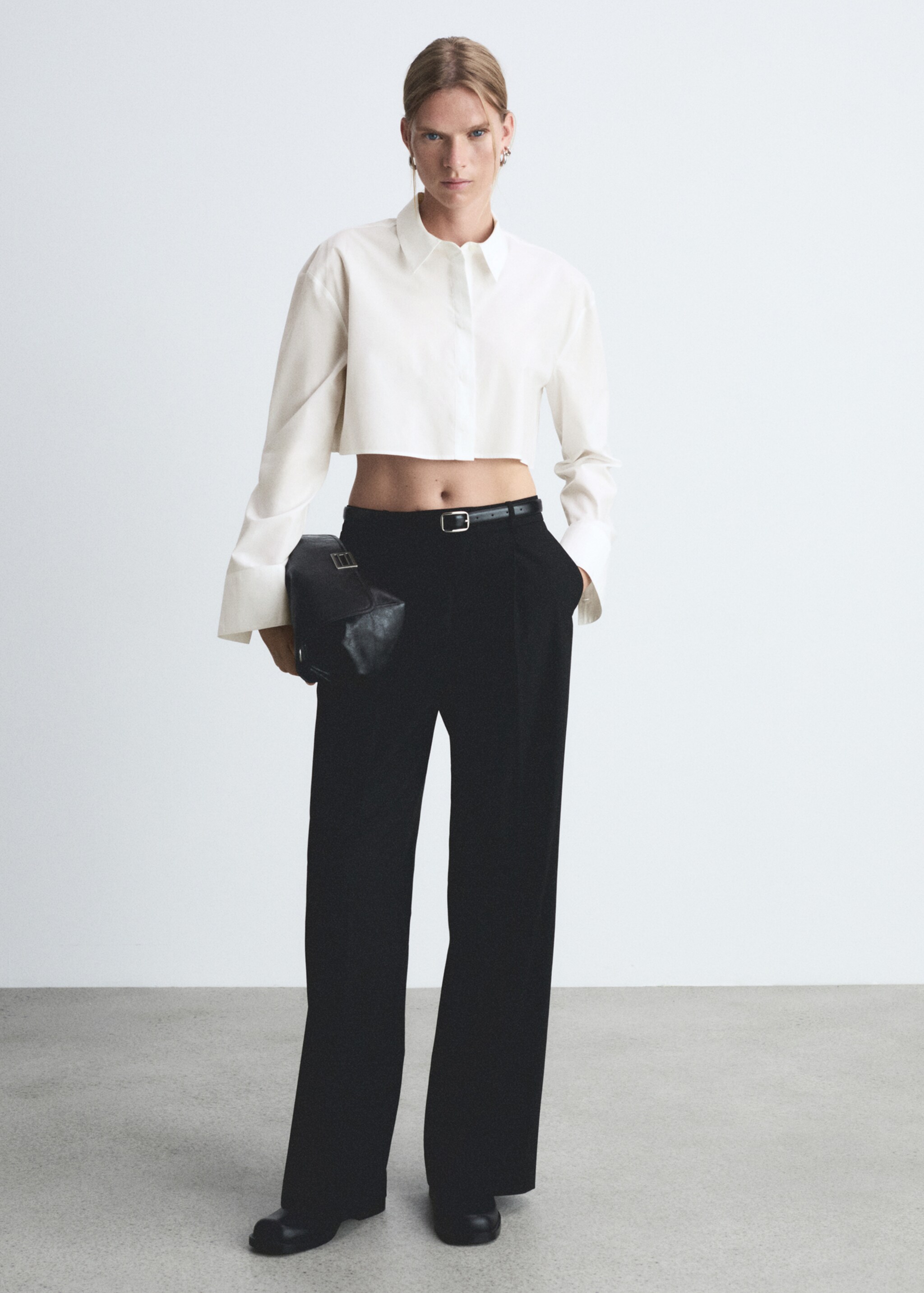 Cropped cotton shirt - General plane, Off White. Ref: 77005654-00.