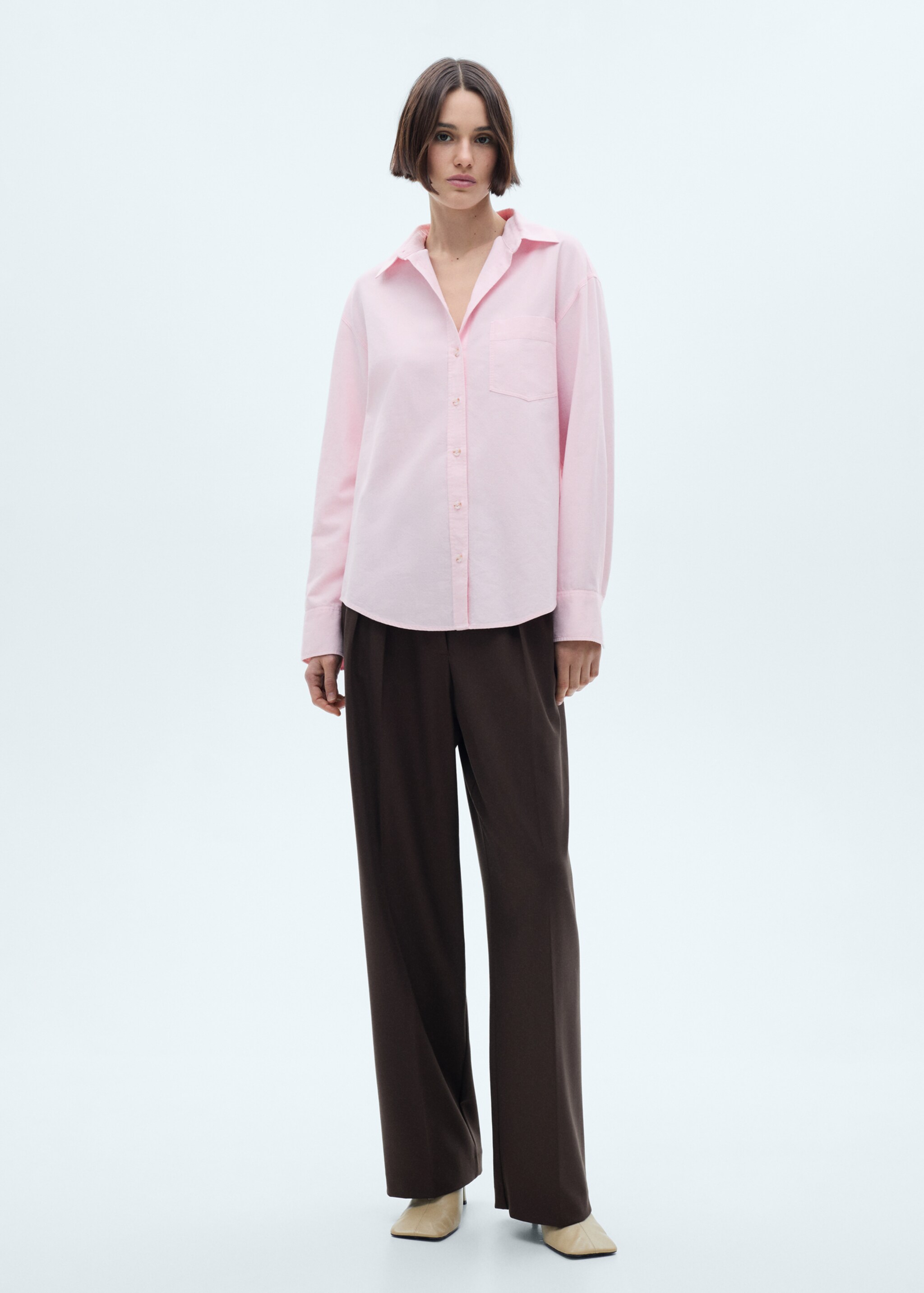 Long sleeved cotton shirt - General plane, Pale Pink. Ref: 77005659-00.