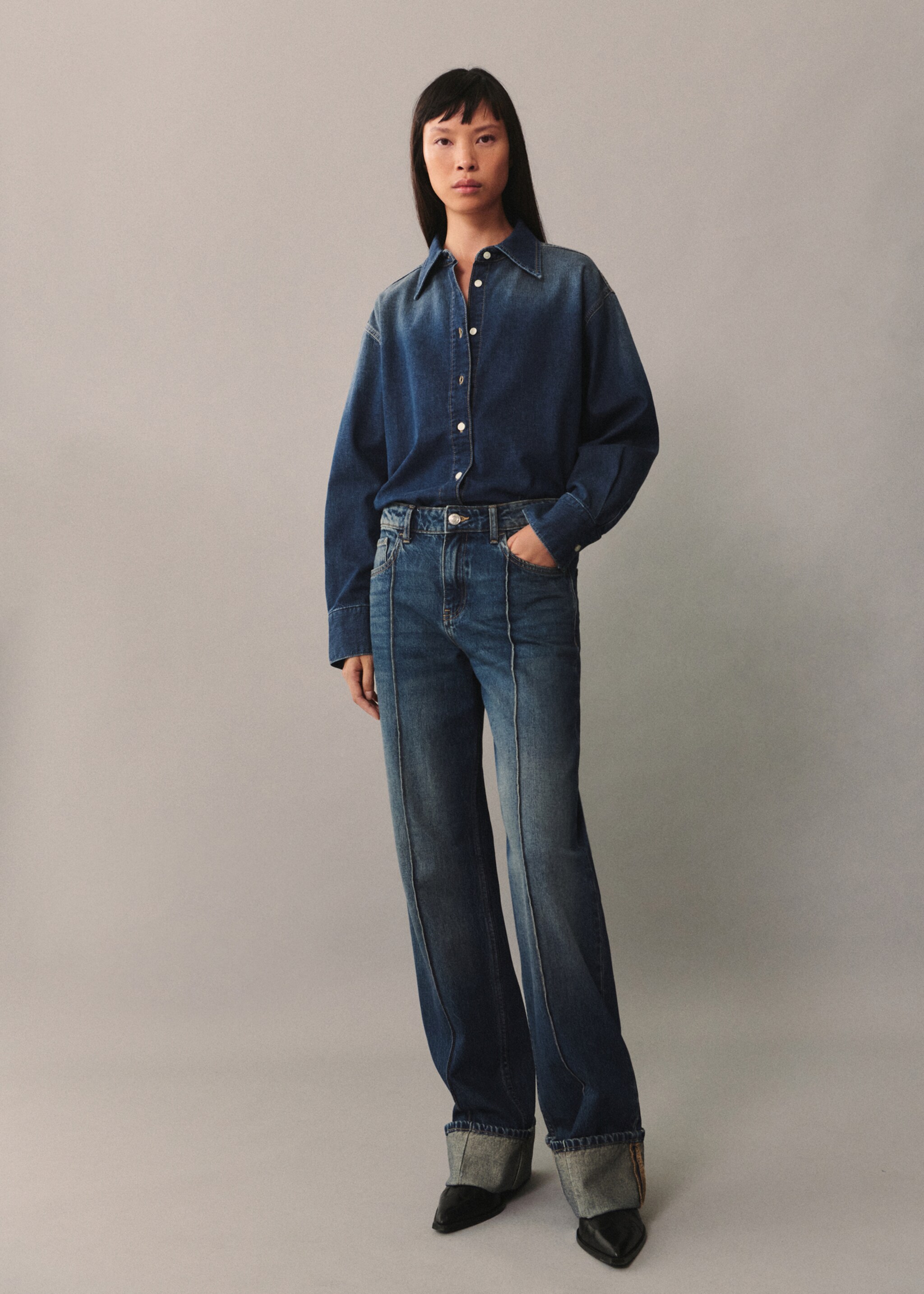 Oversize denim shirt - General plane, Dark Blue. Ref: 77005660-00.