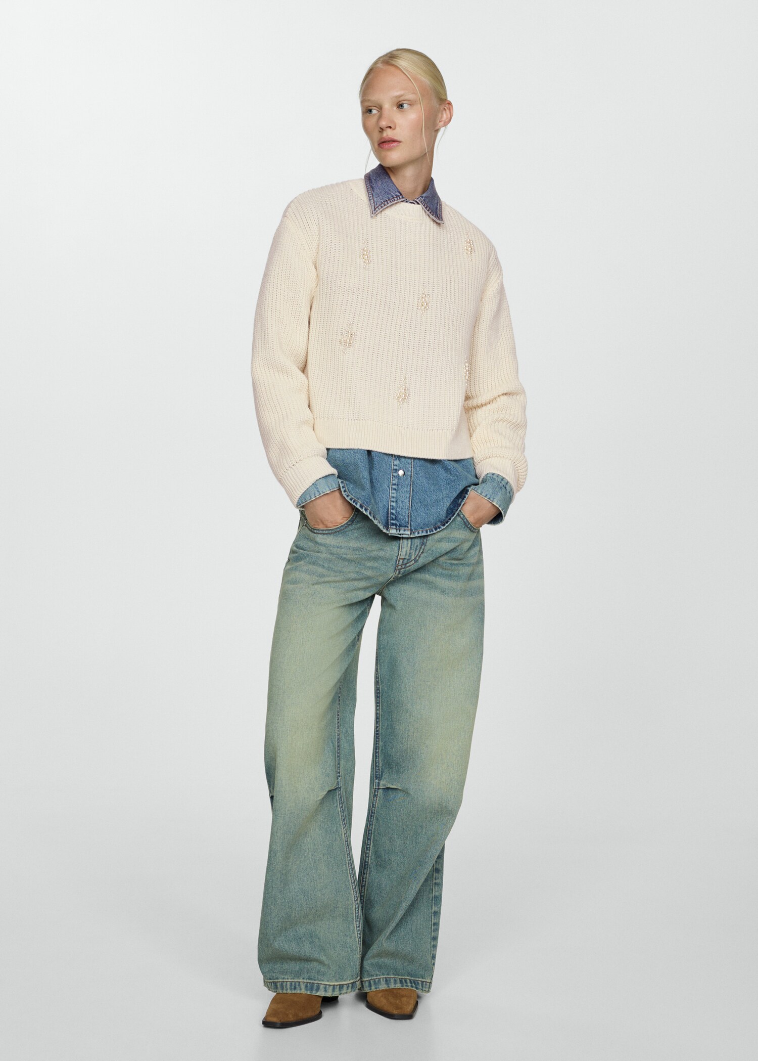 Pearl chunky-knit sweater - General plane