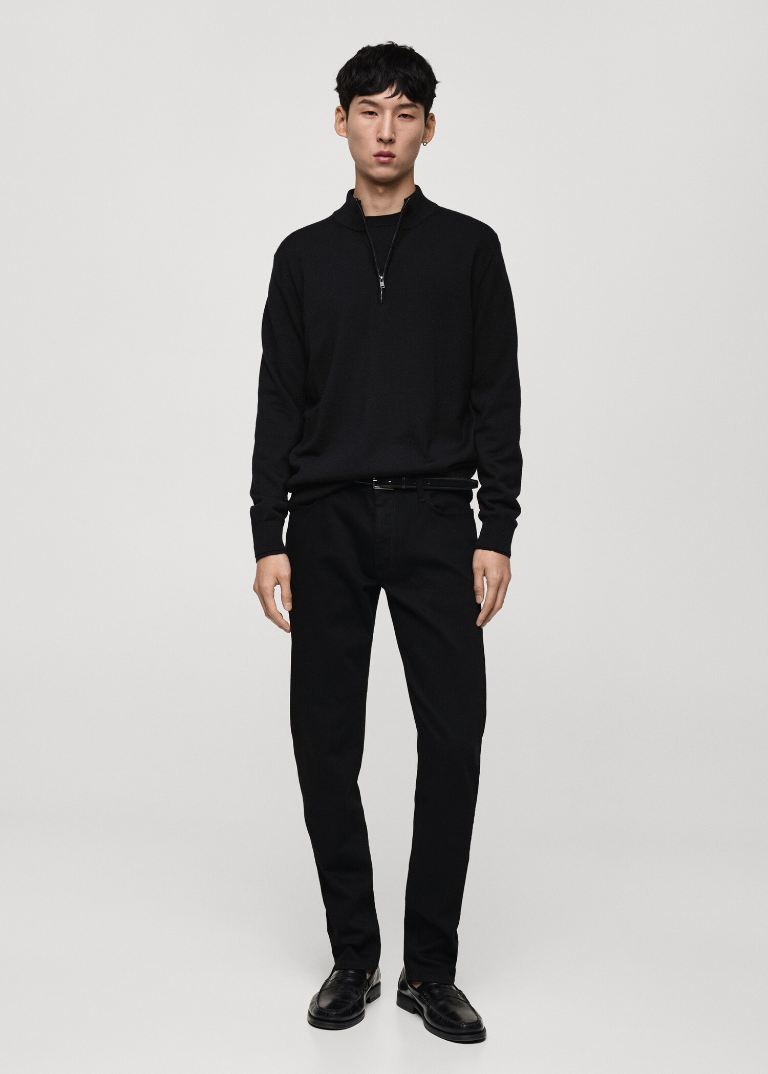 Pull-over 100 % laine mérinos col zippé - Plan général