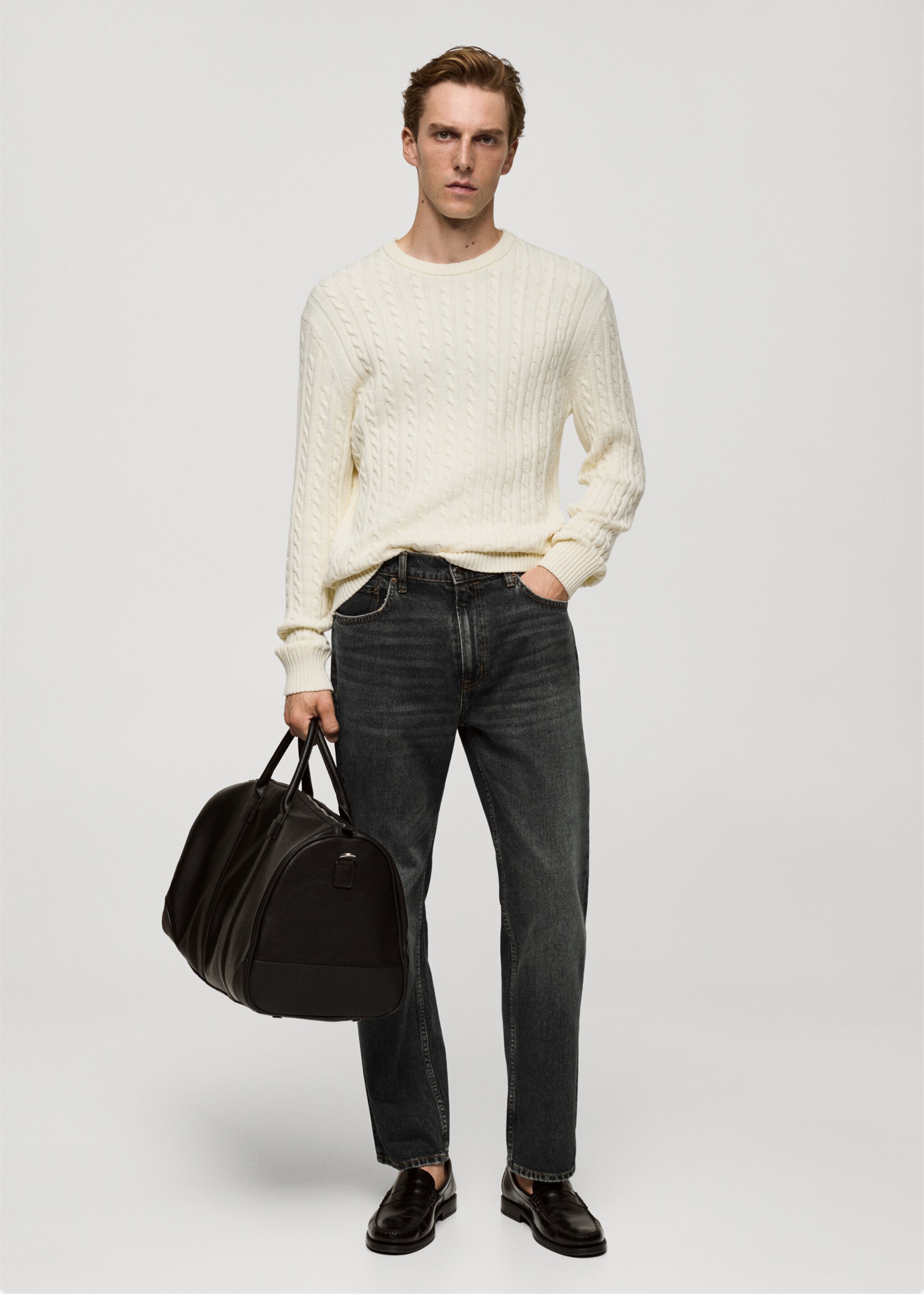 Cable-knit cotton-blend sweater - General plane, Off White. Ref: 77005980-00.