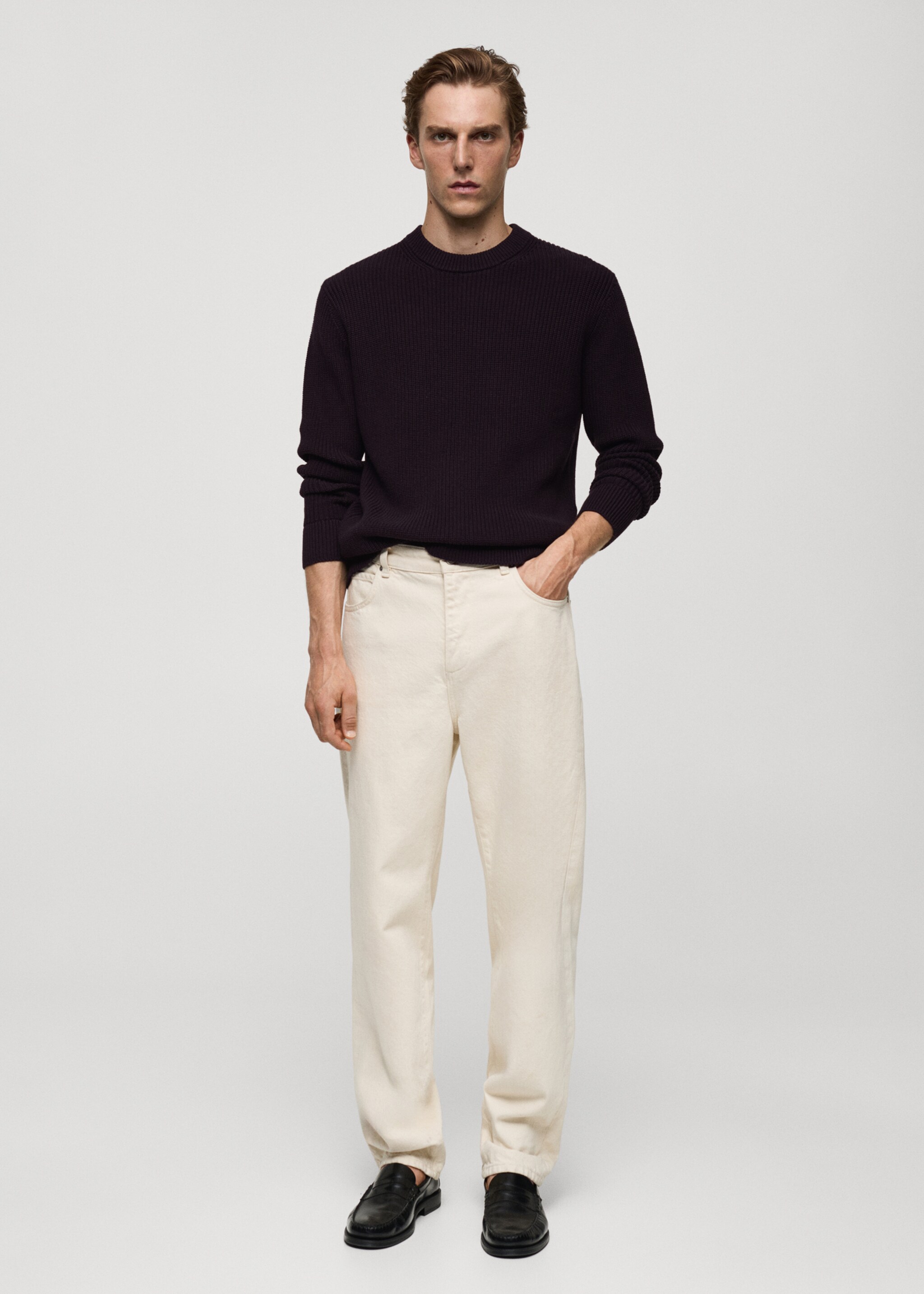 Ribbed cotton knitted sweater - General plane, Purple. Ref: 77005981-00.