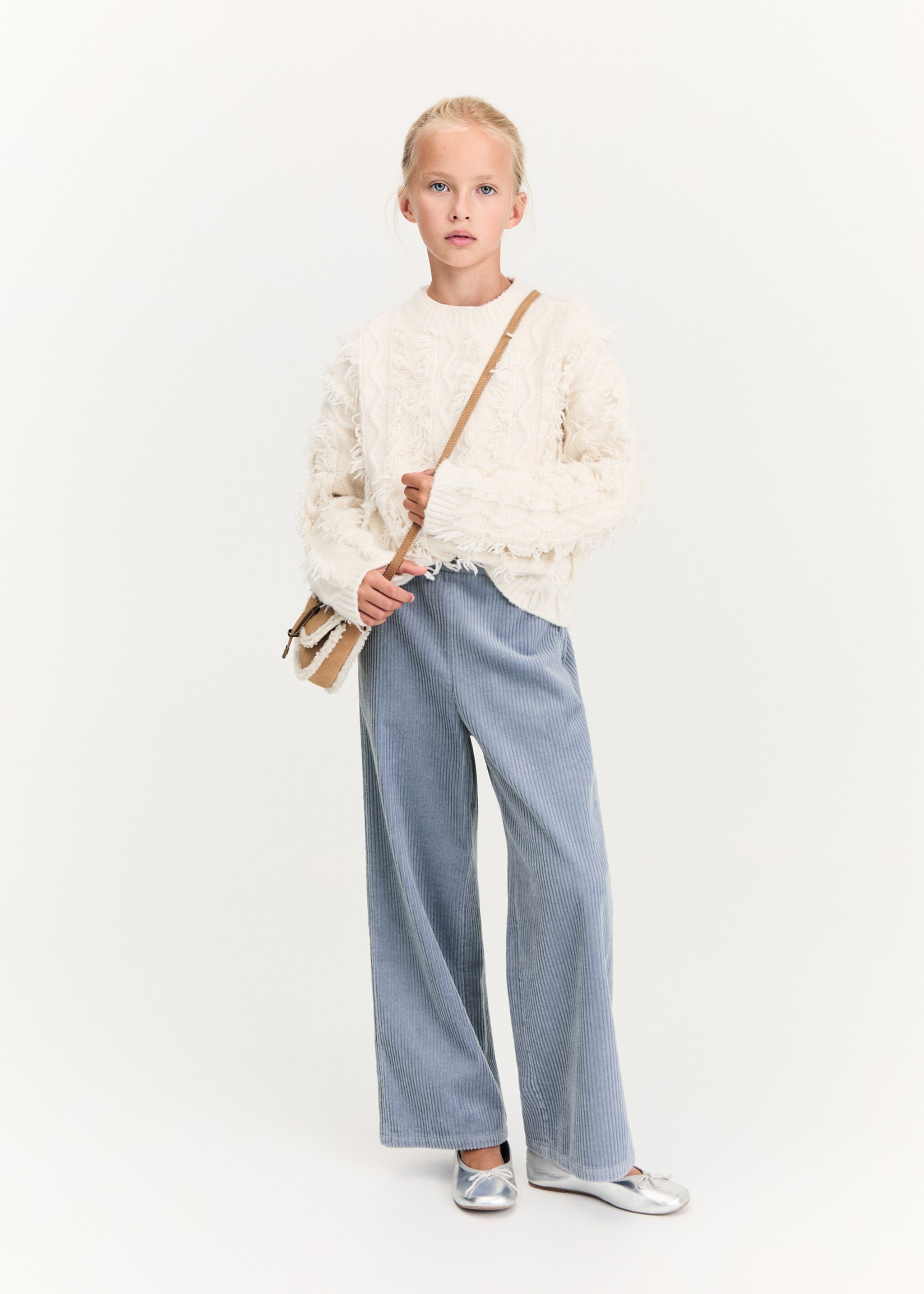 Pantalón culotte pana - Plano general, Azul. Ref: 77005986-00.