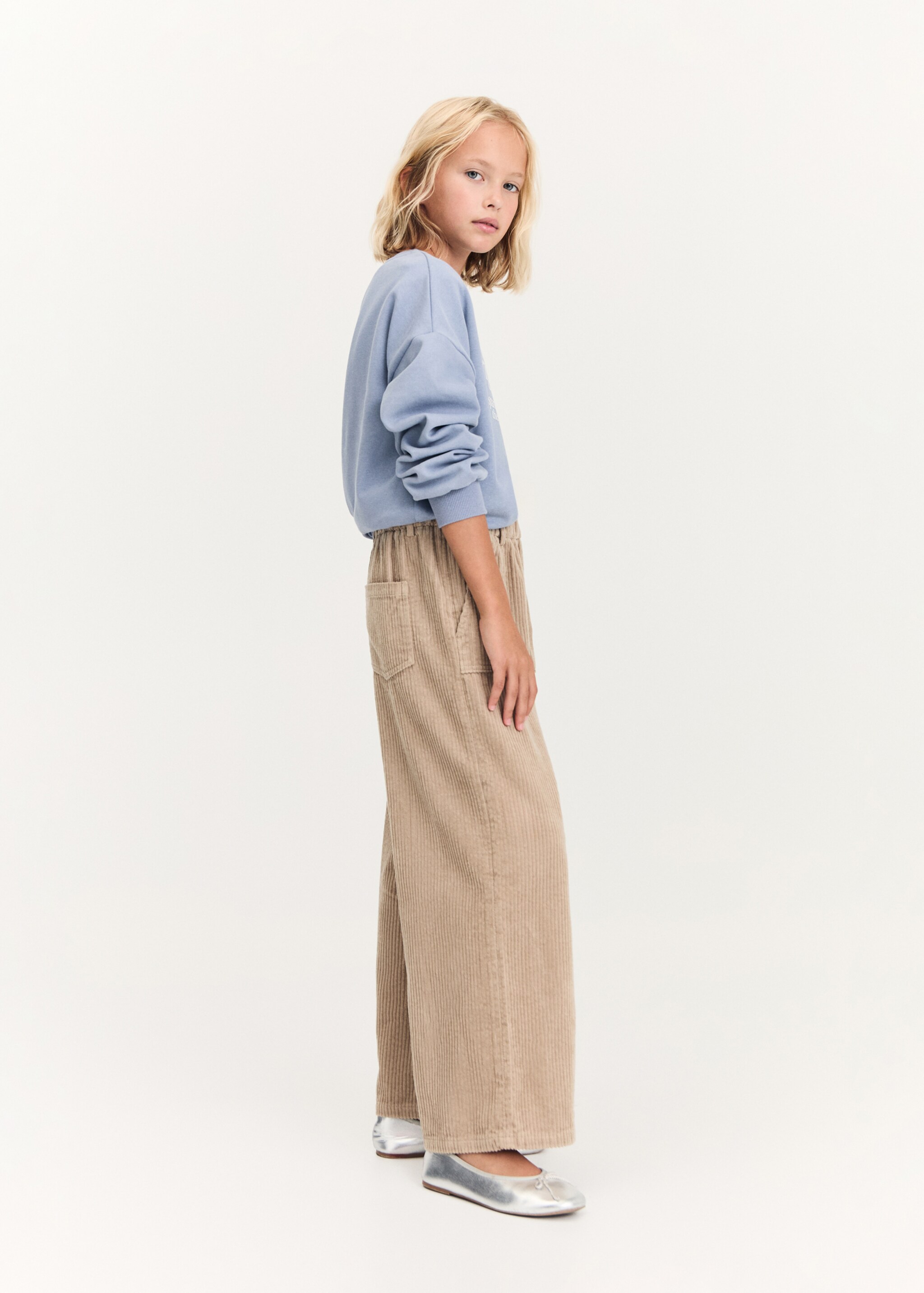 Corduroy culotte trousers with pockets - Piano generale, Sabbia. Ref: 77005987-00.