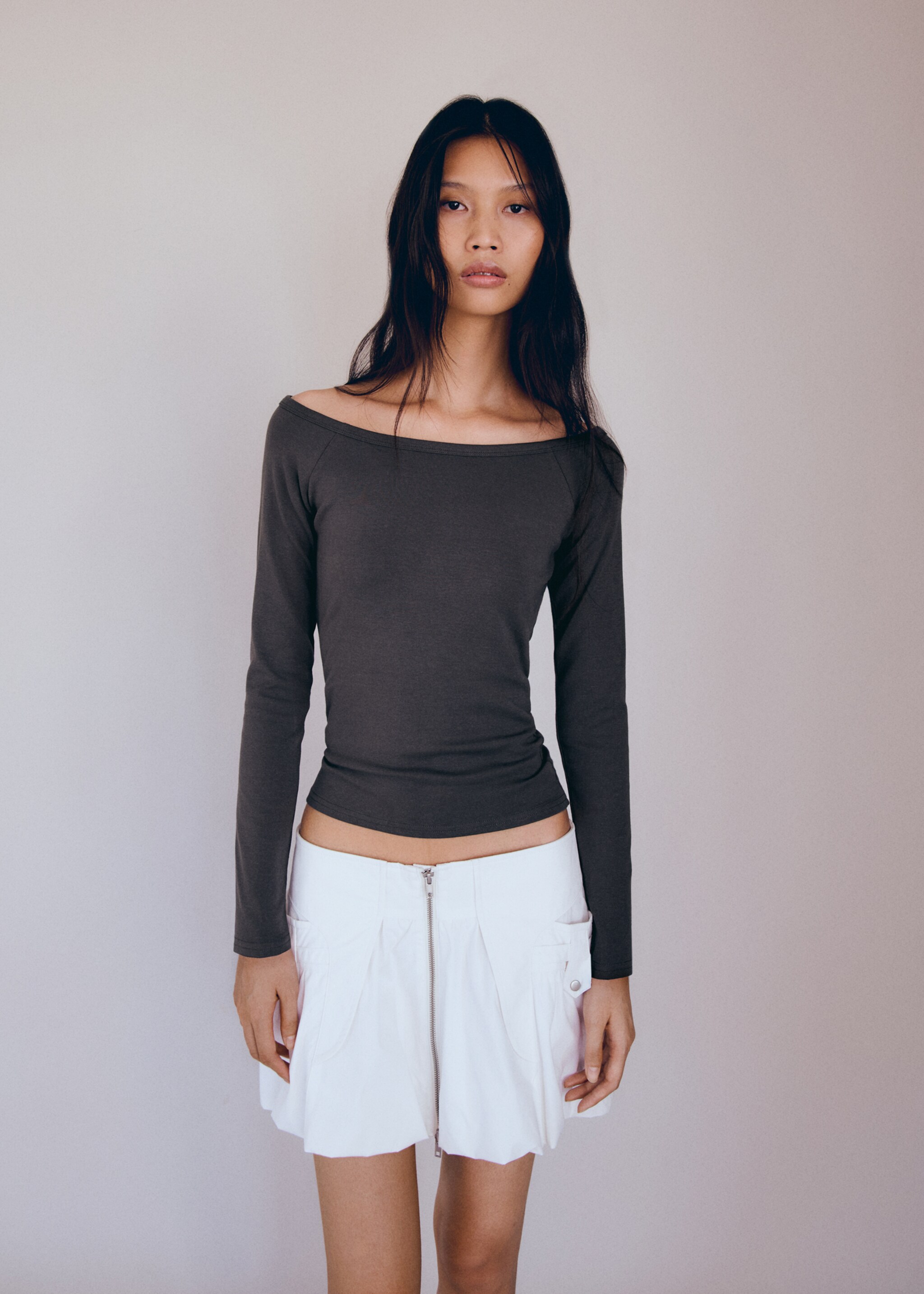 Cotton boat neck t-shirt - General plane, Grey. Ref: 77006358-00.