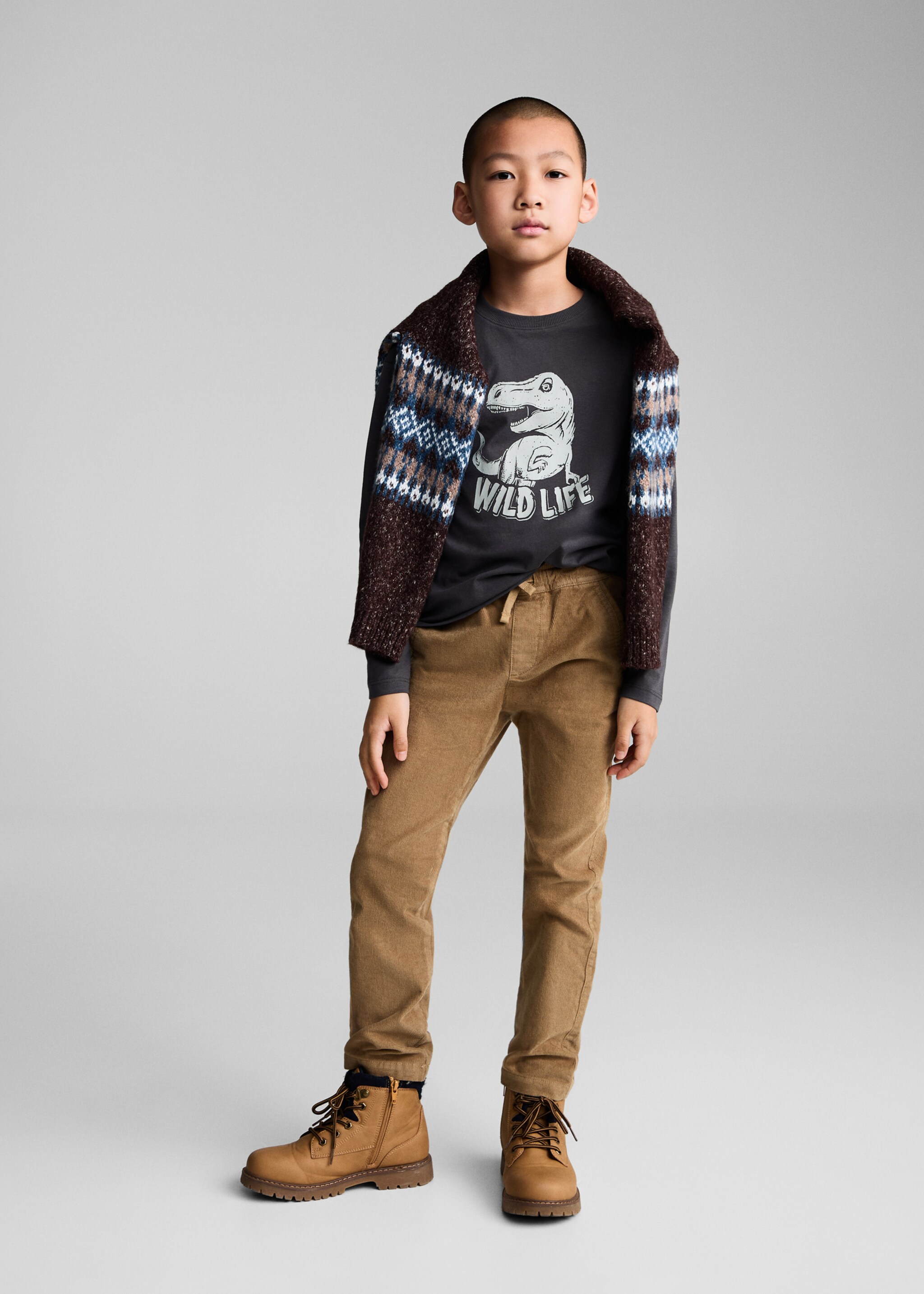 Printed long sleeve t-shirt - General plane, Charcoal. Ref: 77006737-00.