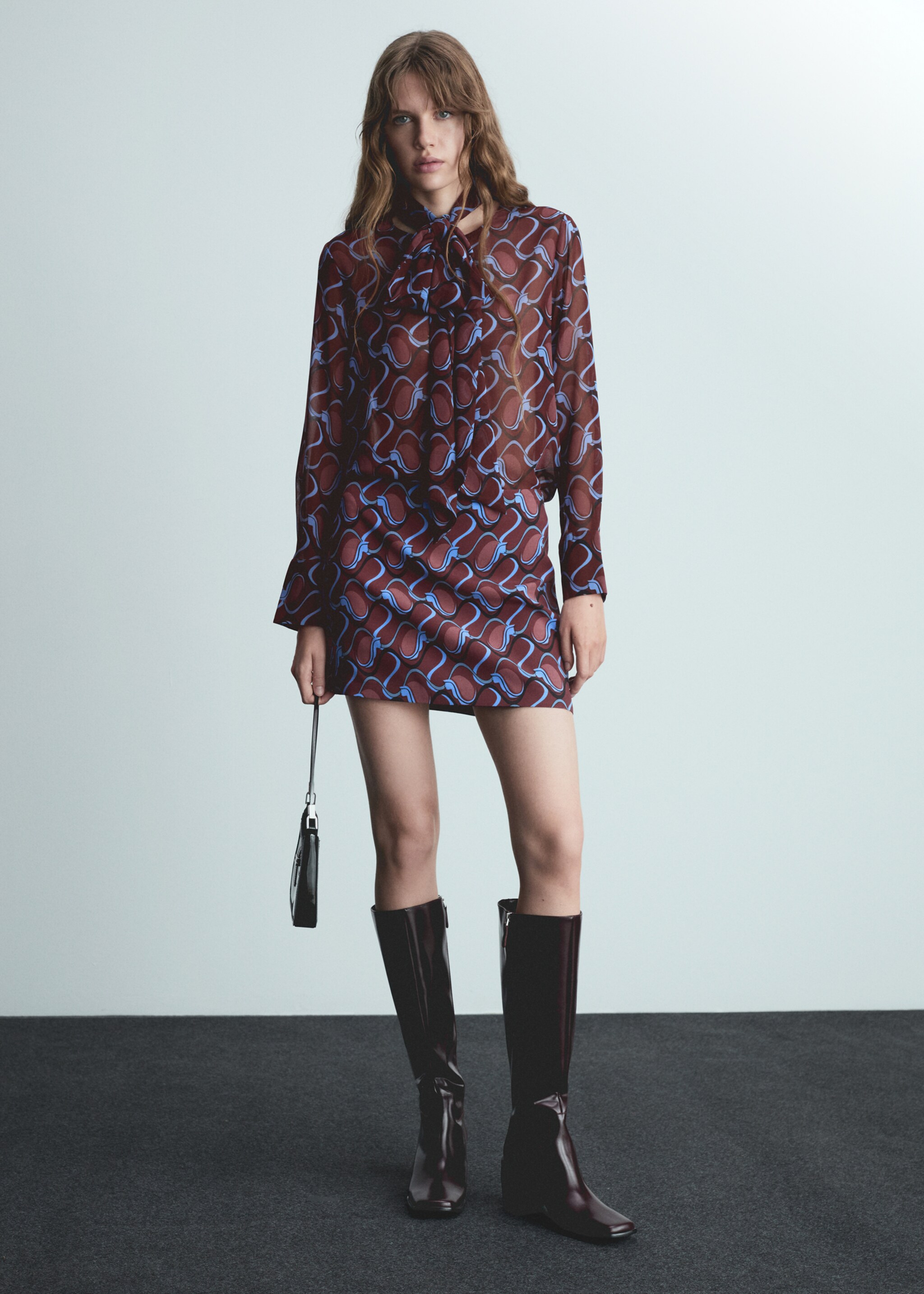 Bow printed shirt - General plane, Maroon. Ref: 77006765-00.