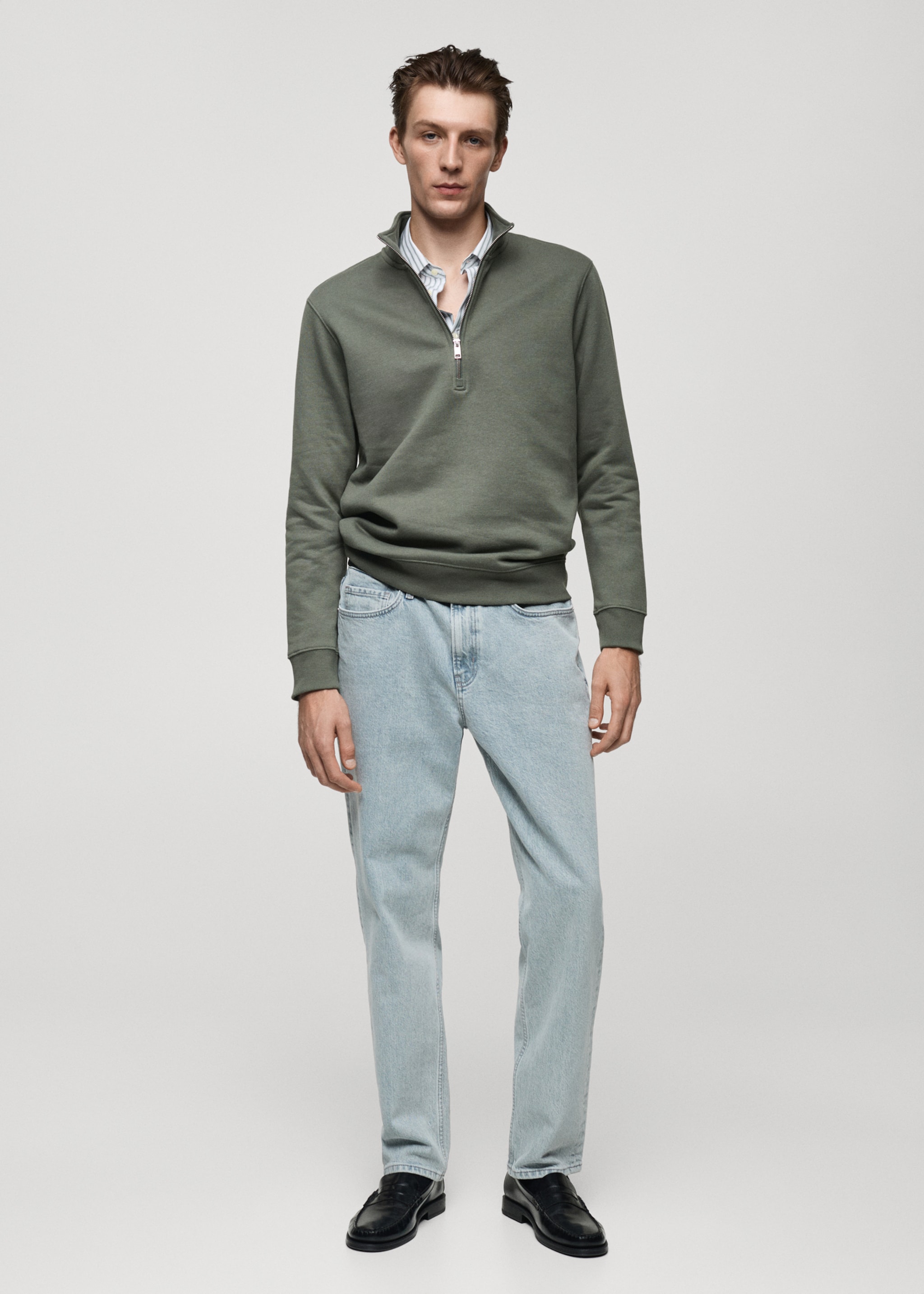 Sudadera algodón cuello cremallera - Plano general