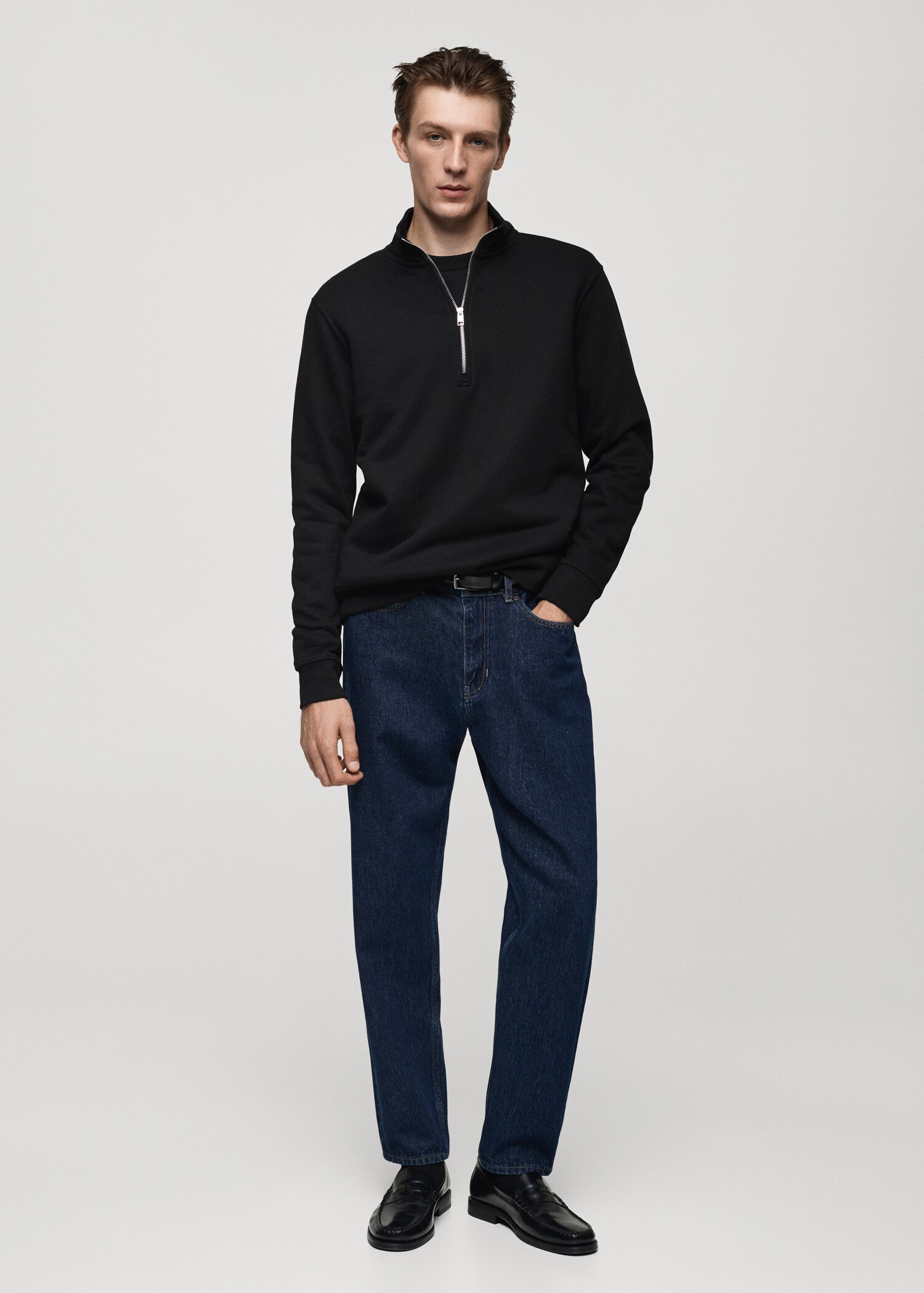 Sudadera algodón cuello cremallera - Plano general