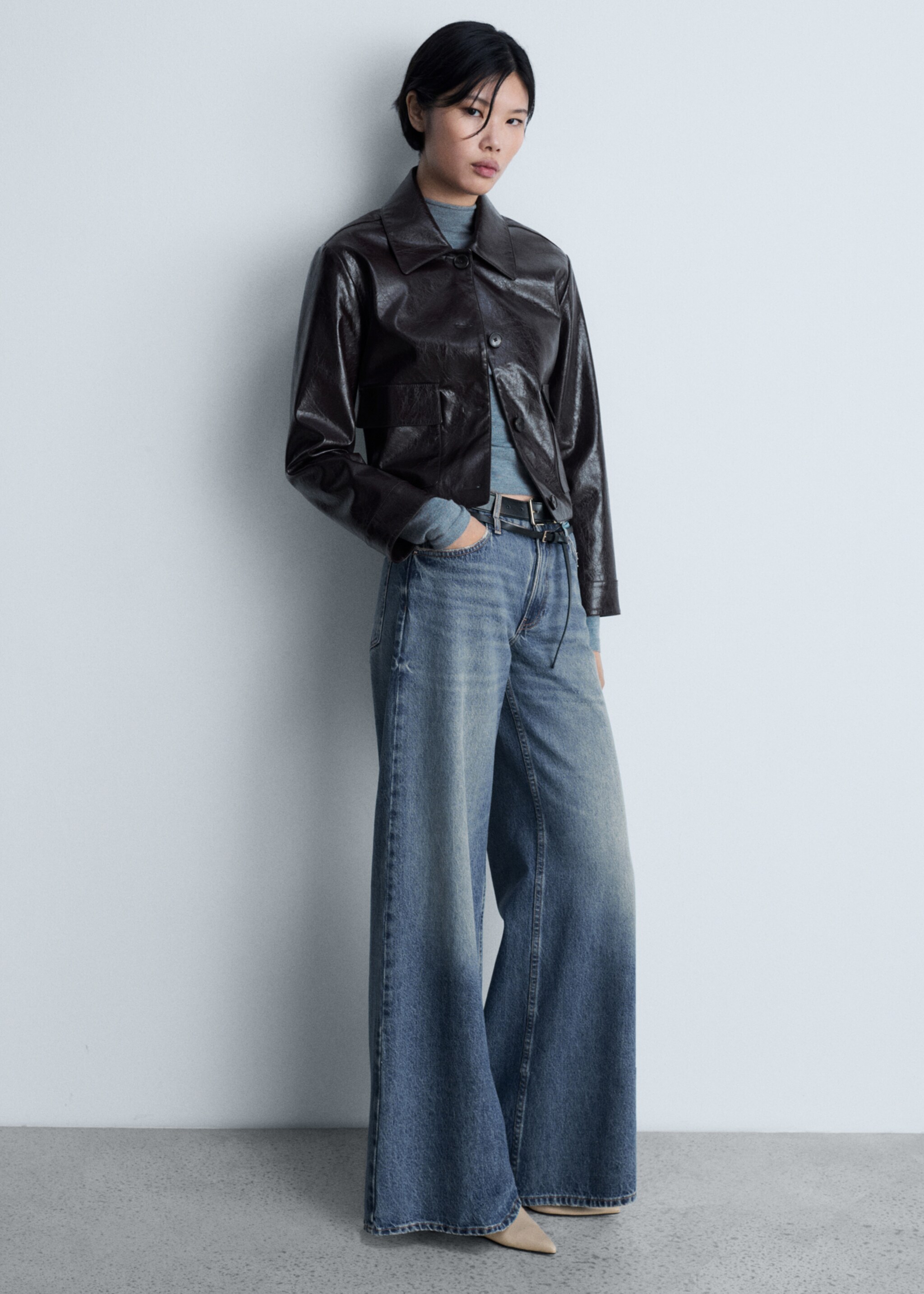 Low waist wide leg jeans - General plane, Dark Blue. Ref: 77007132-00.