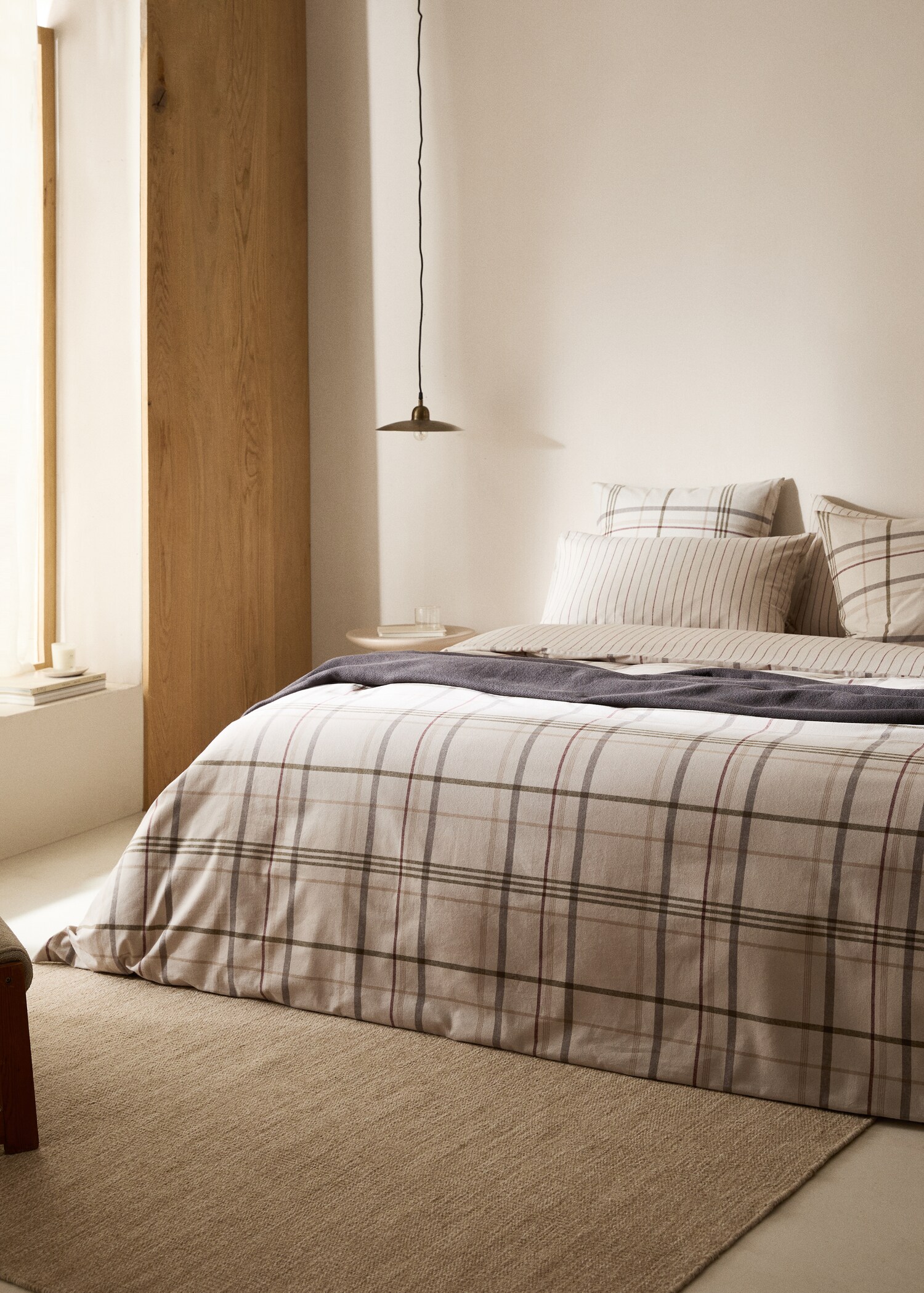 Reversible duvet cover flannel checkered flannel bed 90cm - General plane