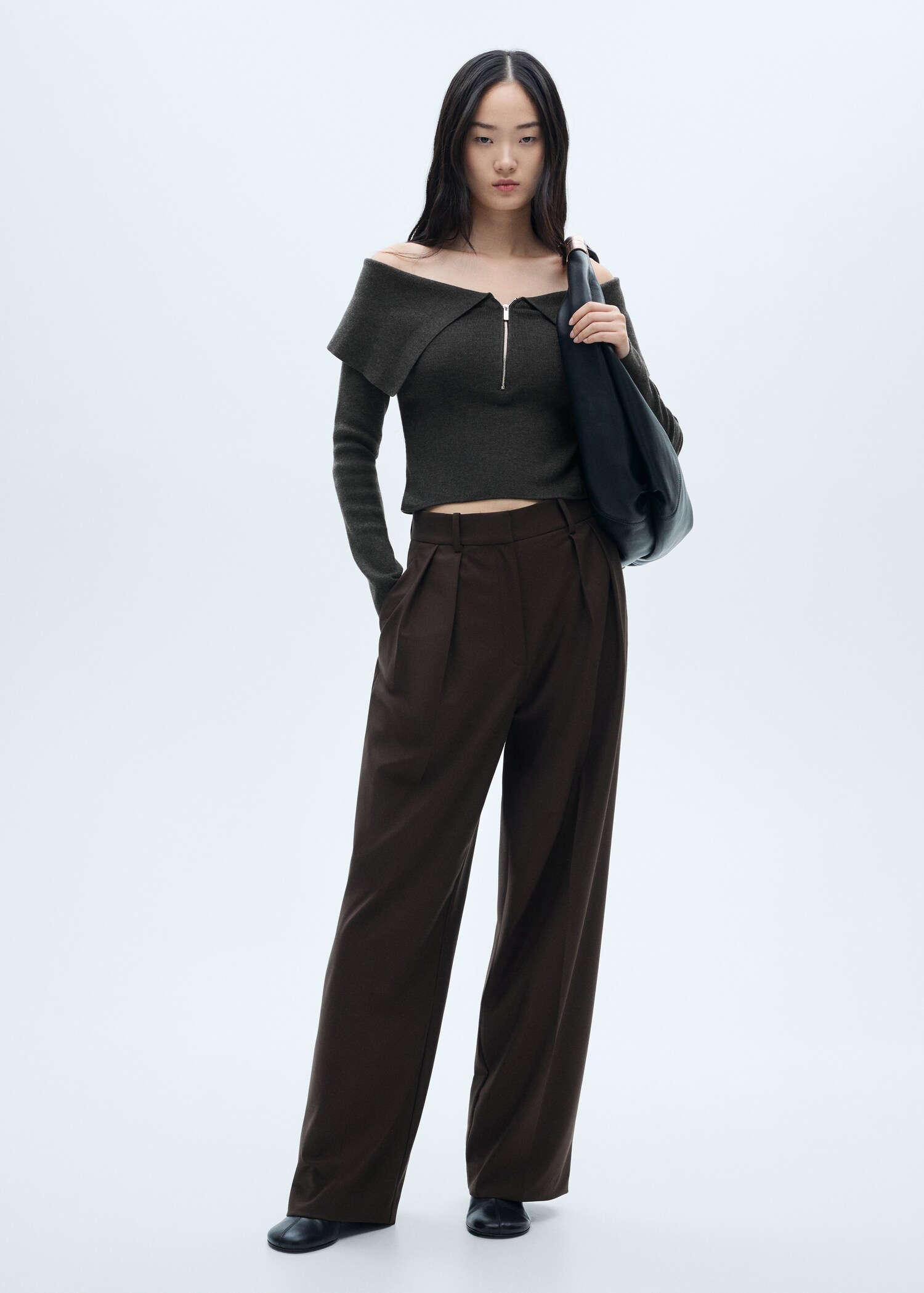 Πουλόβερ off shoulder φερμουάρ - Γενικό πλάνο