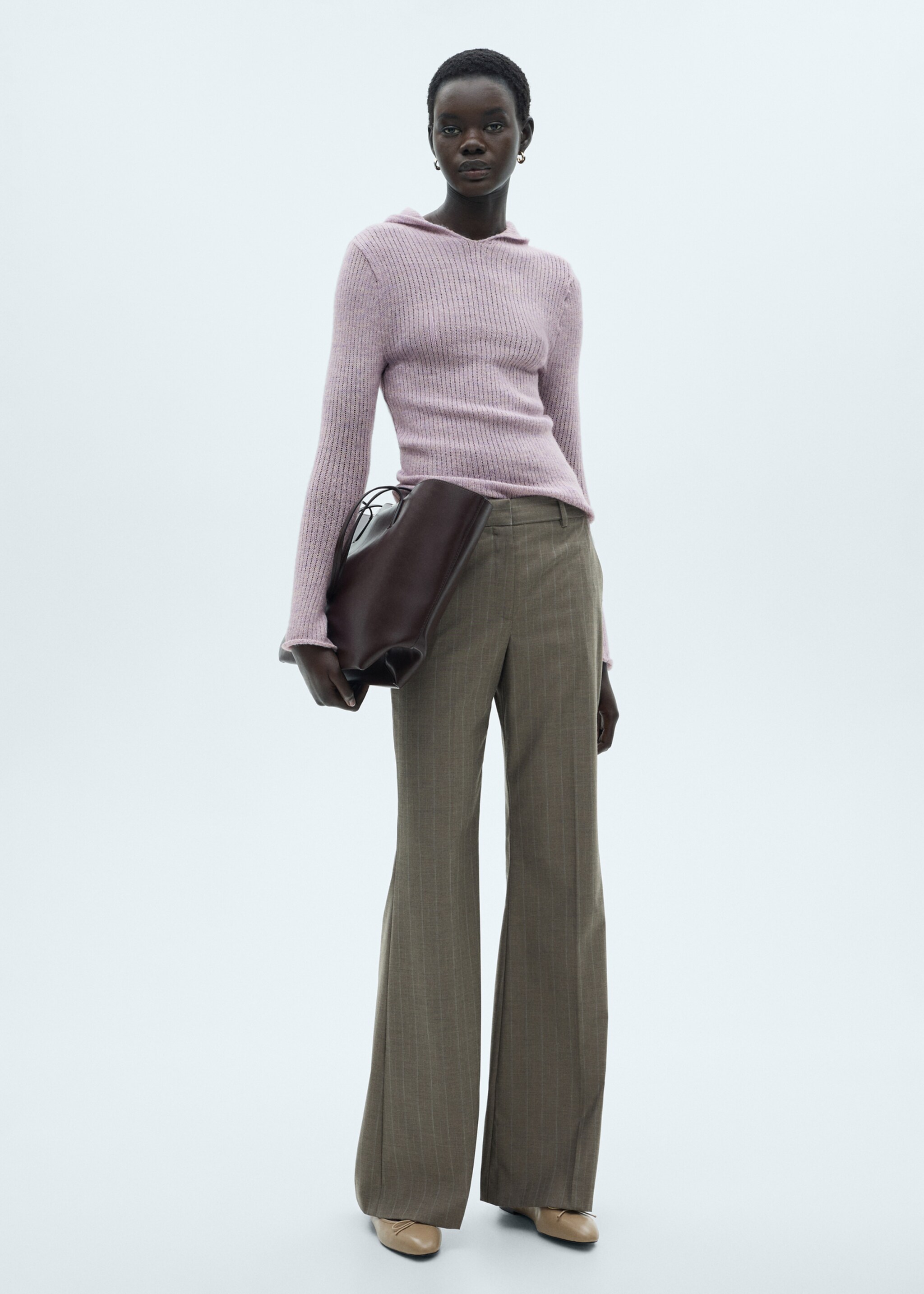 Ribbed hooded sweater - General plane, Light/Pastel Purple. Ref: 77007718-00.