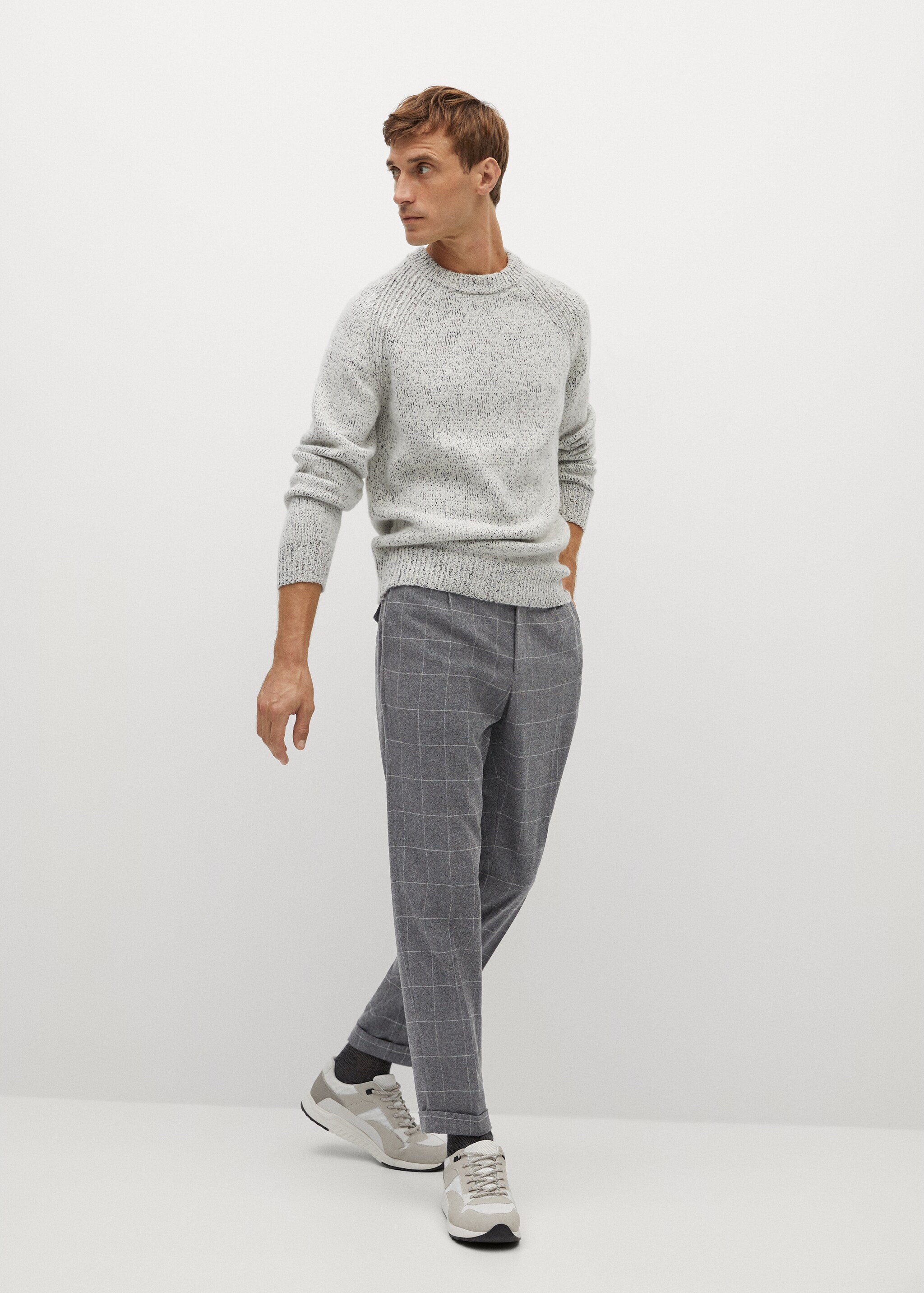 Pantalón traje slim fit lana cuadros - Plano general