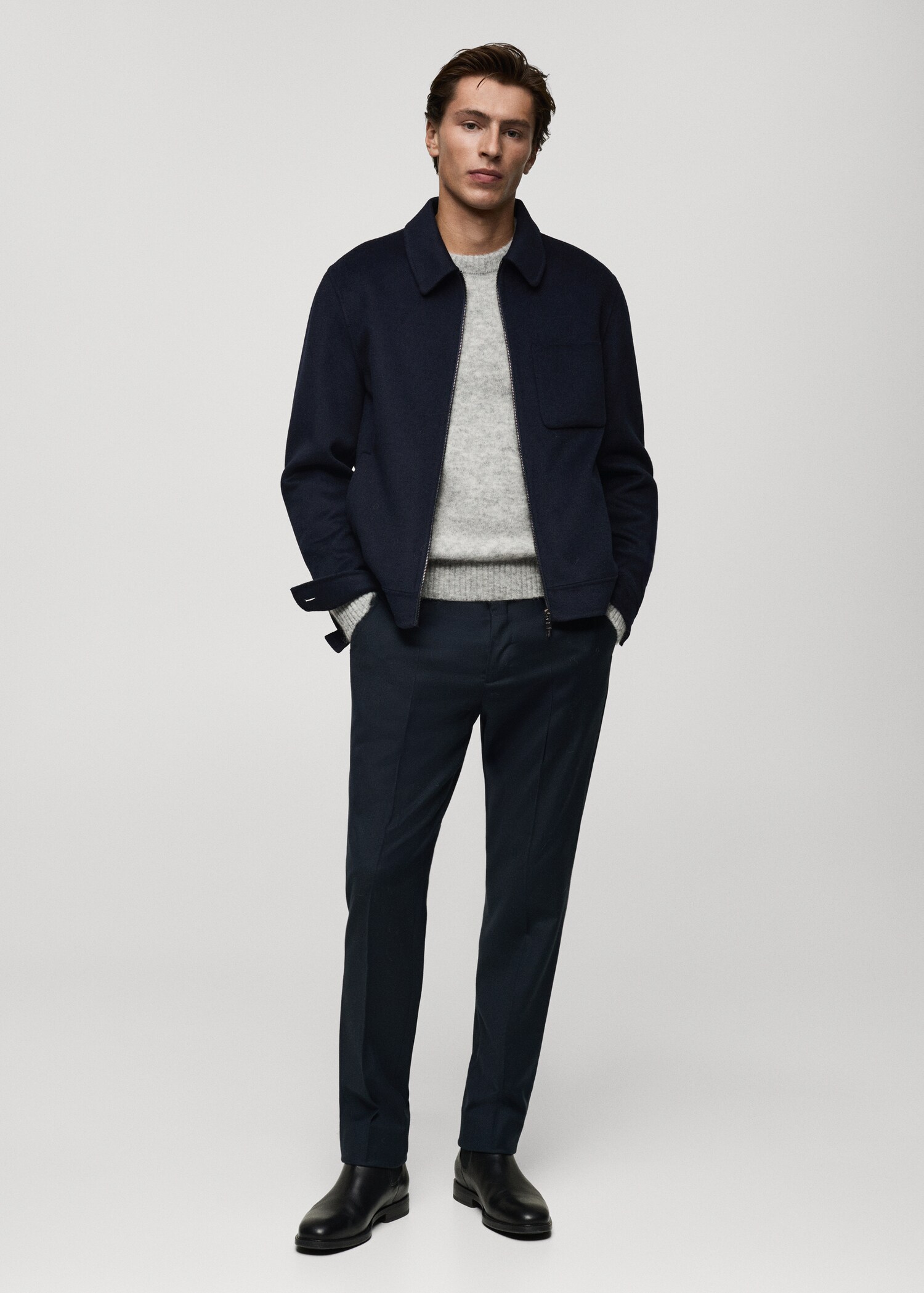 Handmade wool jacket with zip - General plane