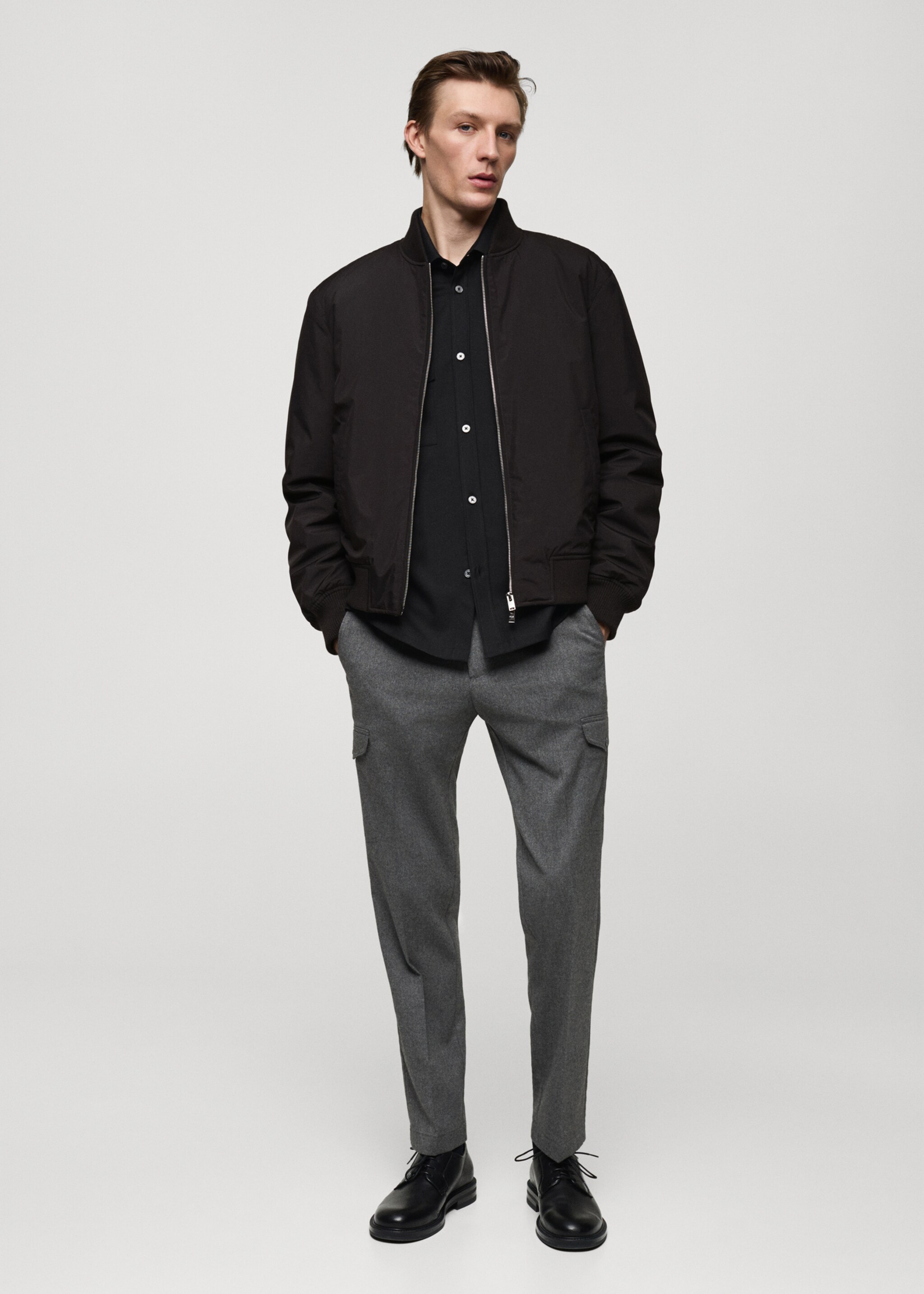 Regular fit quilted bomber - General plane, Black. Ref: 77007929-00.