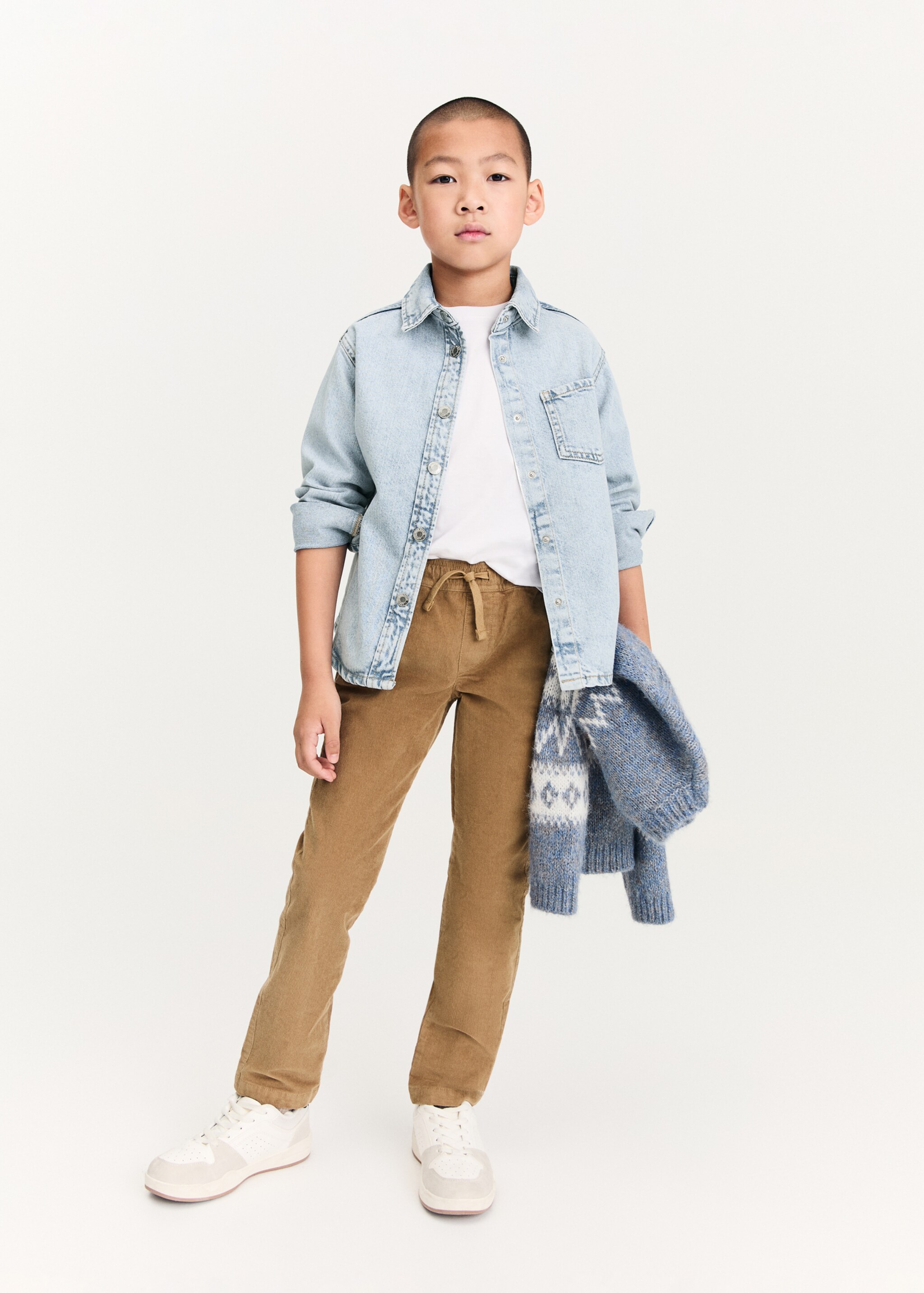 Corduroy pants with elastic waist - General plane, Sand. Ref: 77007934-00.