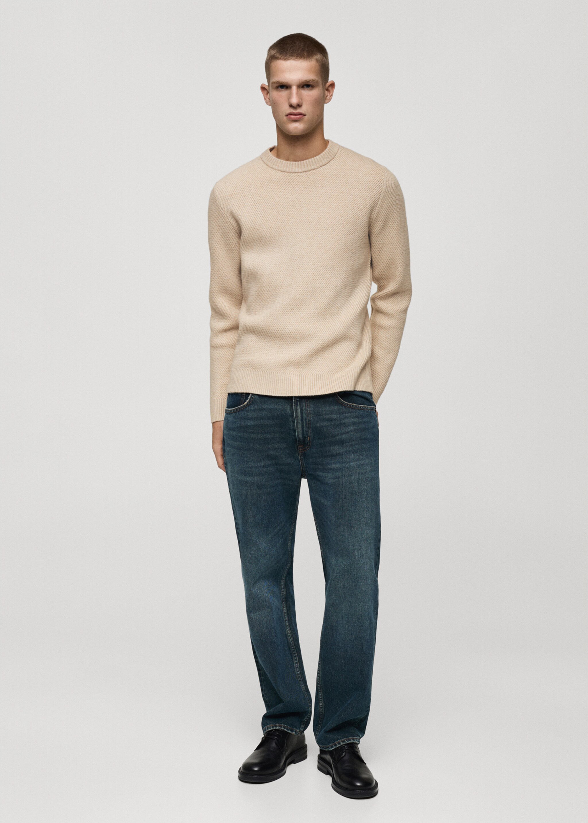 Regular-fit knitted sweater - General plane, Sand. Ref: 77007939-00.
