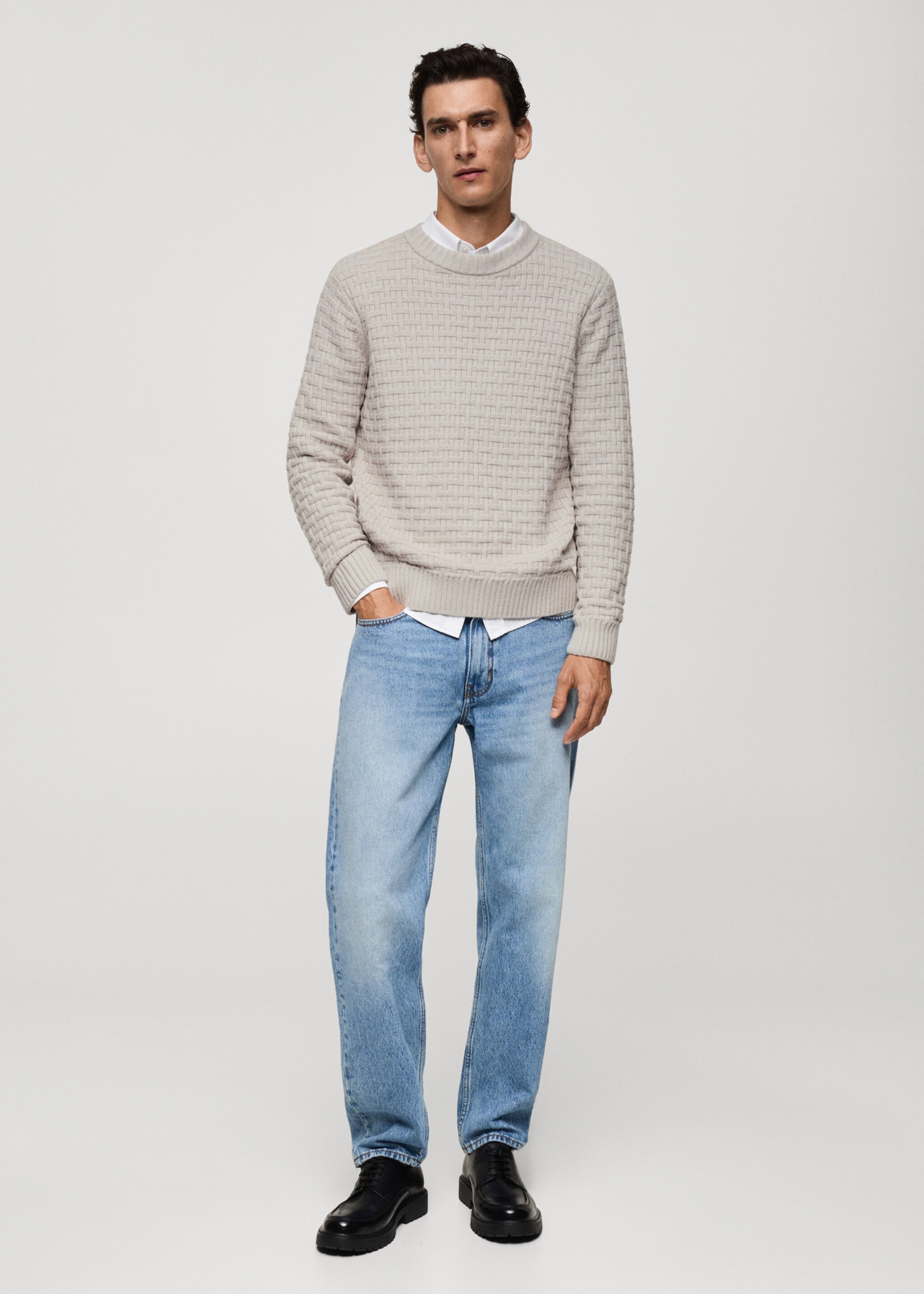 Crossed knit sweater - General plane, Sand. Ref: 77007949-00.