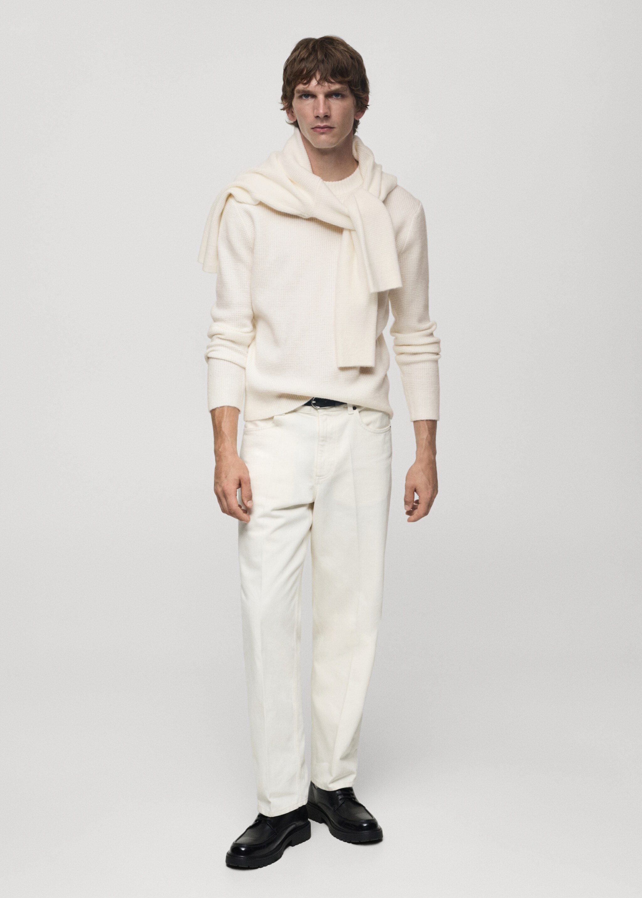 Jersey punto estructura cuadrillé - Plano general, Blanco roto. Ref: 77007950-00.