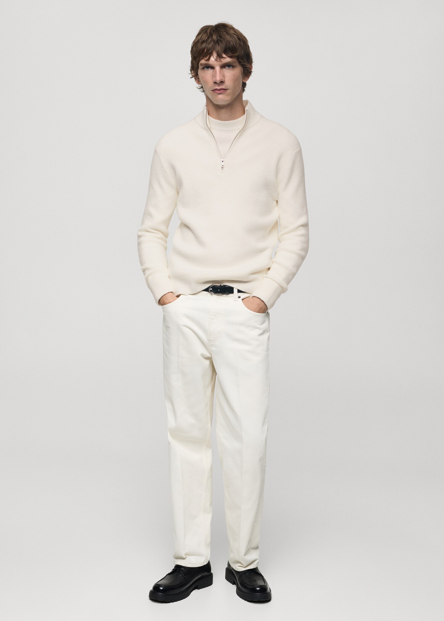 Knitted sweater with perkins neck - General plane