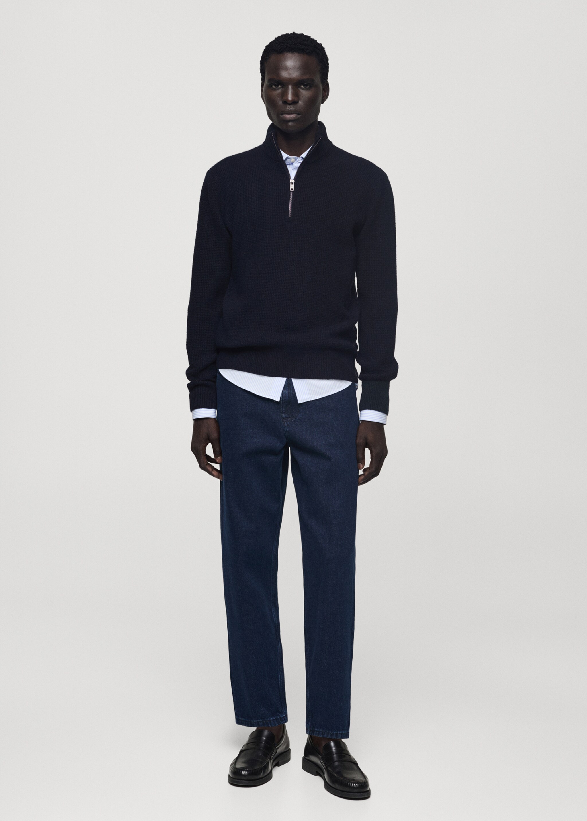 Knitted sweater with perkins neck - General plane, Dark Navy. Ref: 77007951-00.
